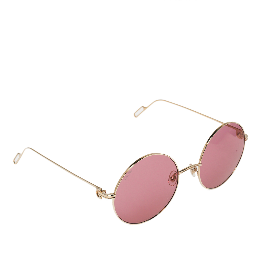 Cartier Pink/Gold Metal Mayfair Round Sunglasses