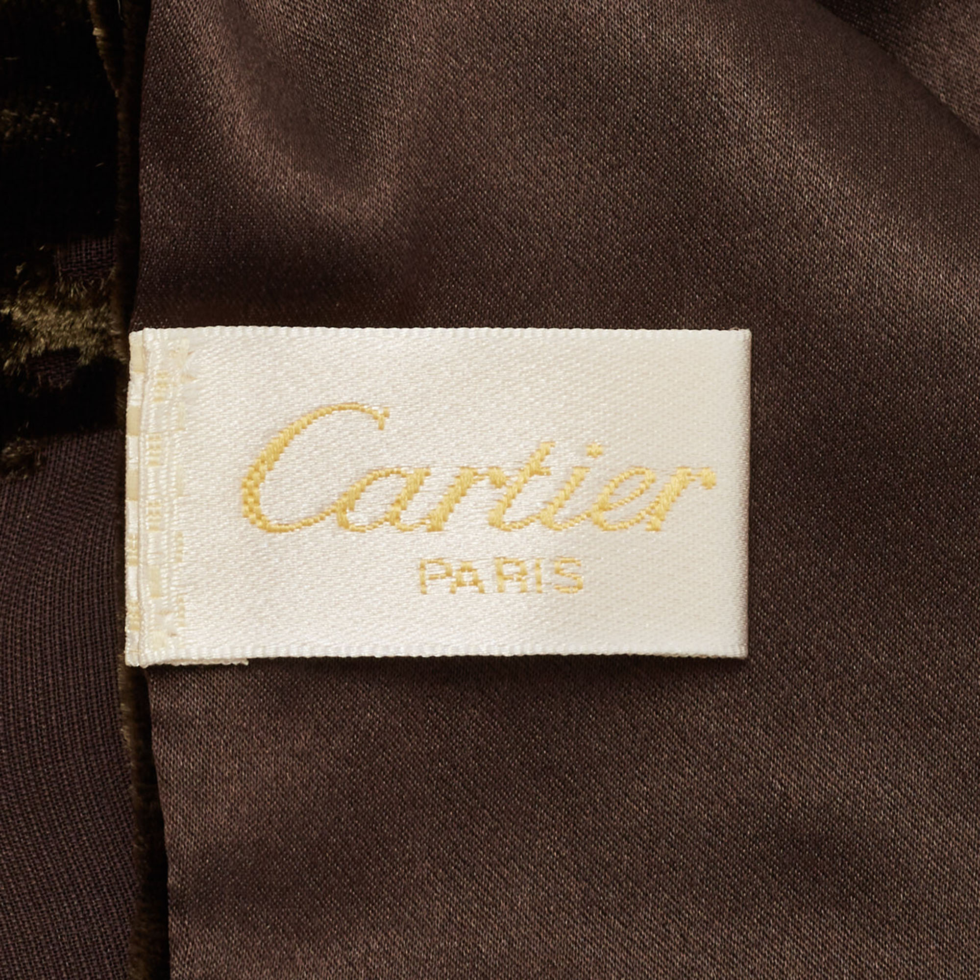 Cartier Brown Devore Panthere Silk Blend Stole