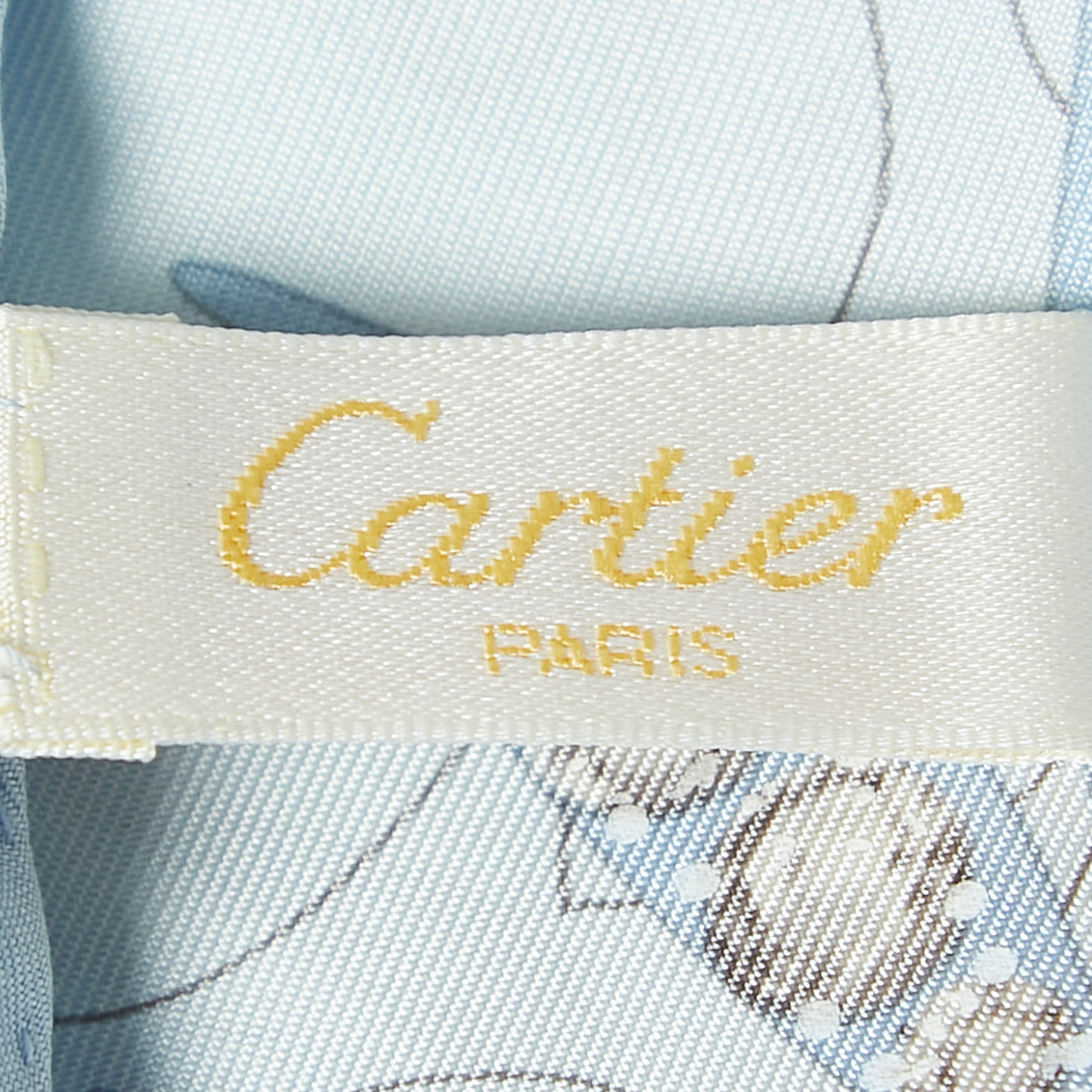 Cartier Blue Diamonds & Leopard Print Silk Scarf