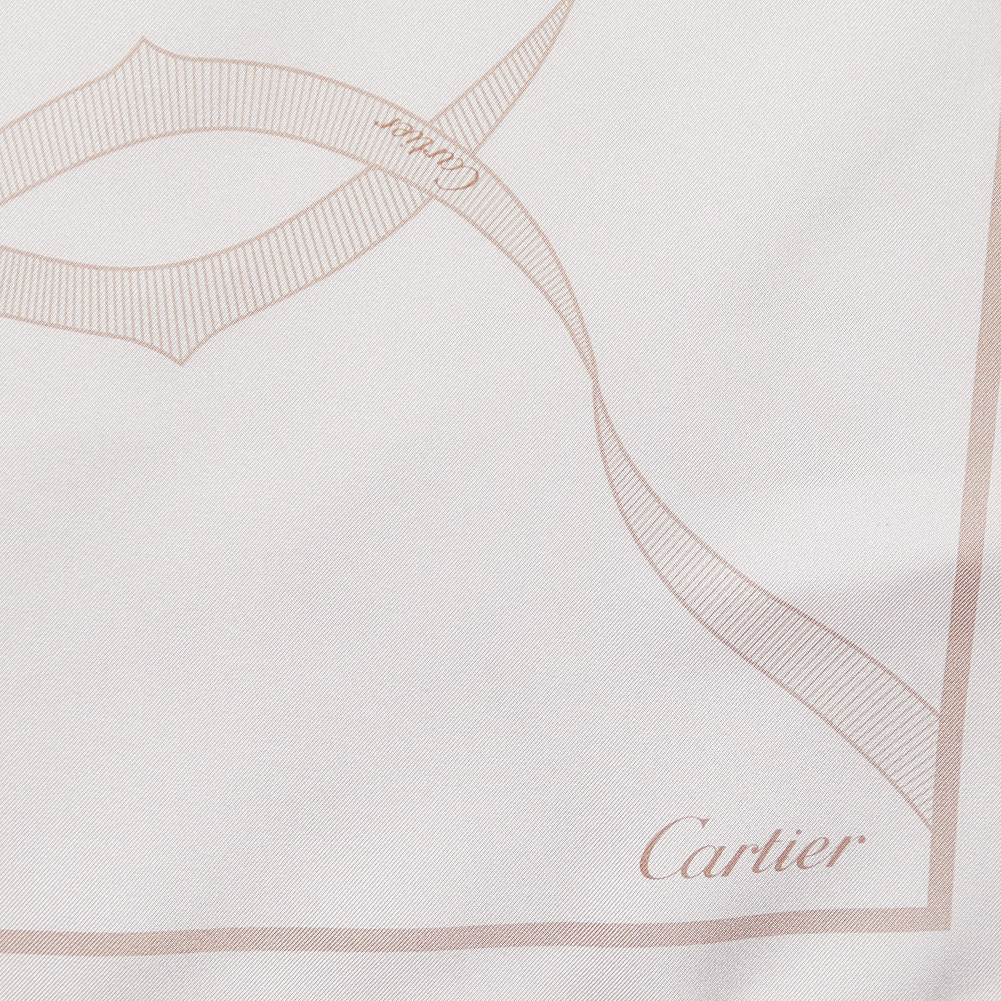 Cartier Pale Pink Print Silk Scarf