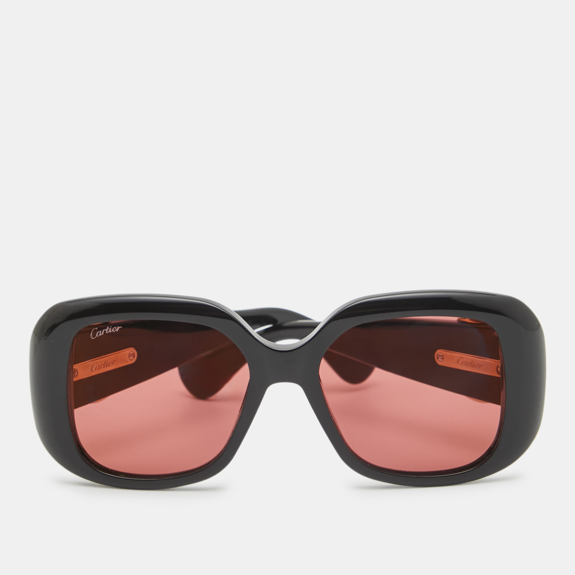 Cartier black/pink panth&egrave;re de cartier square sunglasses