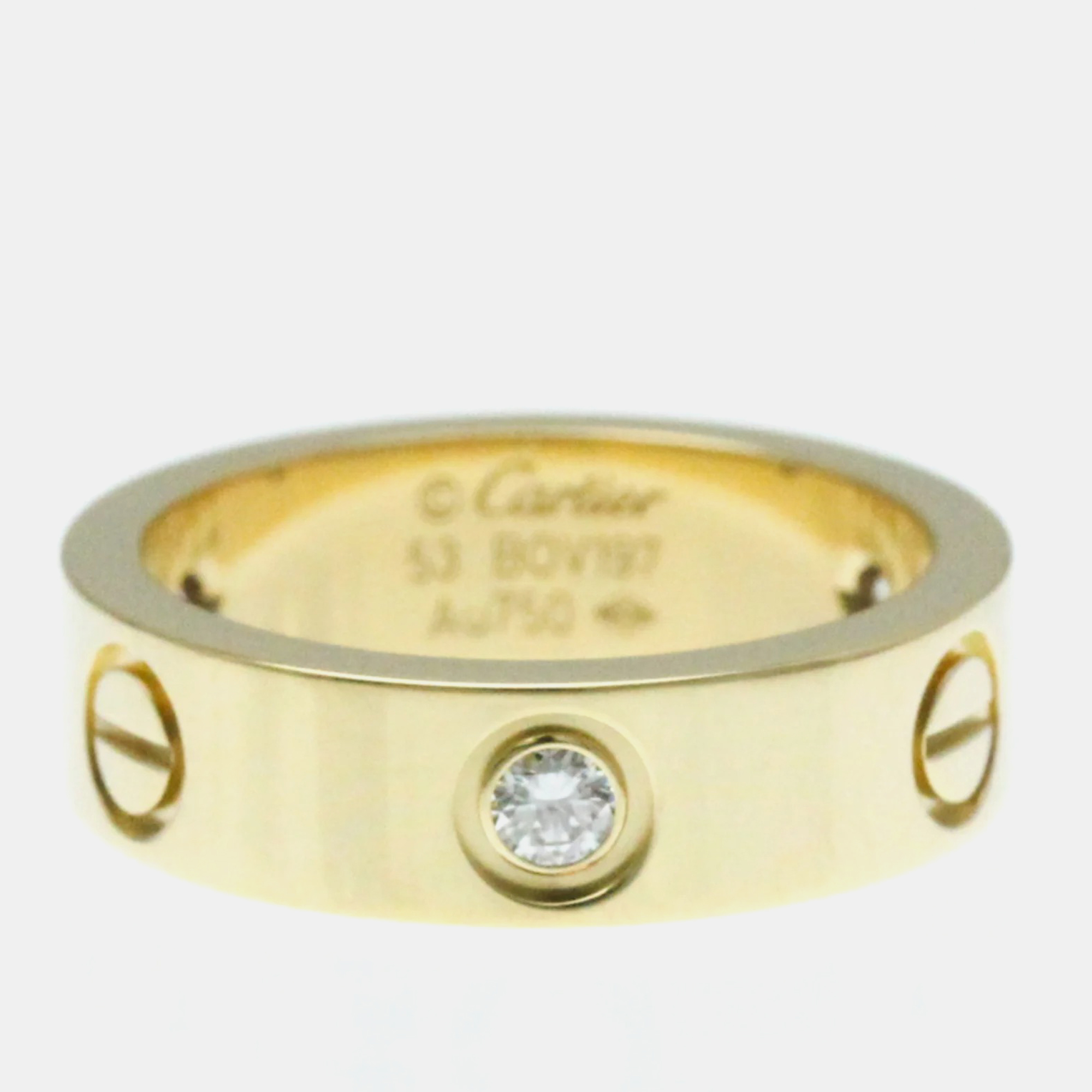Cartier 18k yellow gold and diamond love band ring eu 53