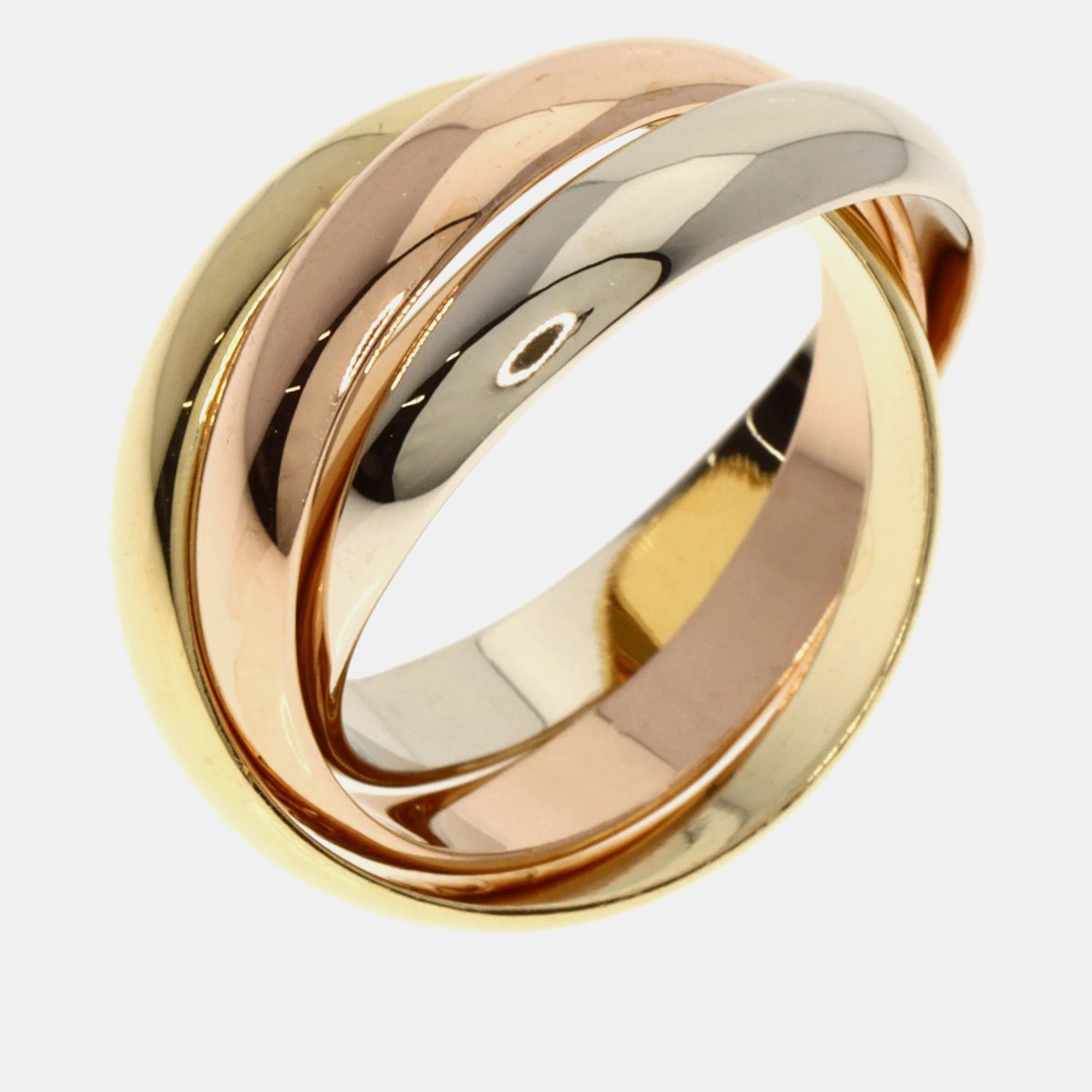 Cartier 18k yellow, rose, white gold trinity band ring eu 49