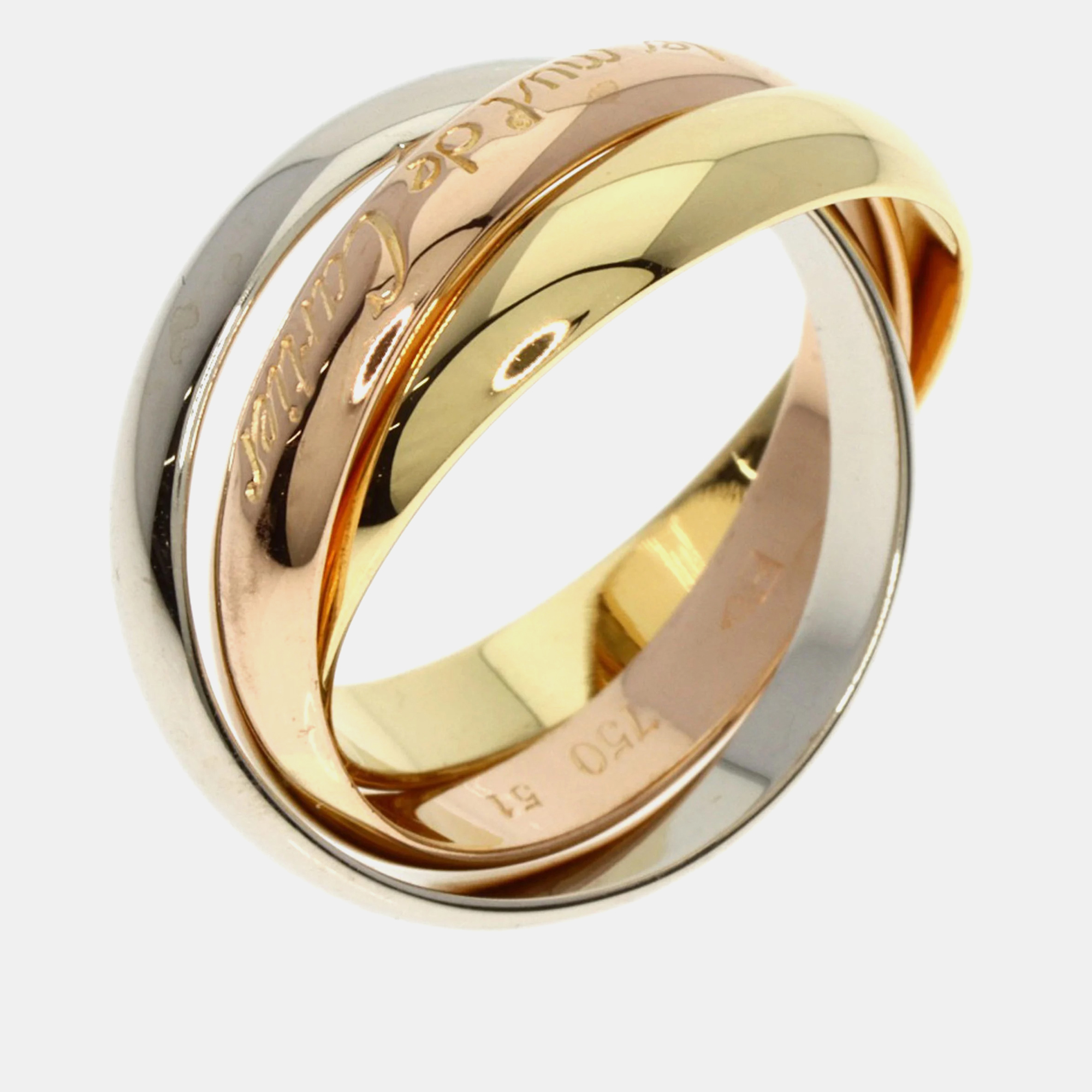 Cartier 18k yellow, rose, white gold trinity band ring eu 51