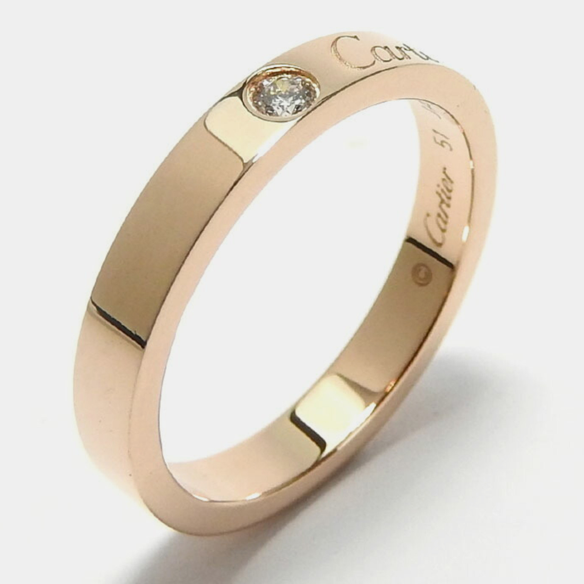 Cartier 18k rose gold and diamond c de cartier band ring eu 51