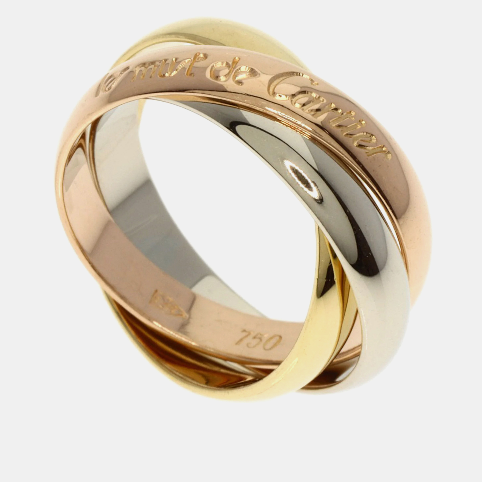Cartier 18k yellow, rose, white gold trinity band ring eu 50