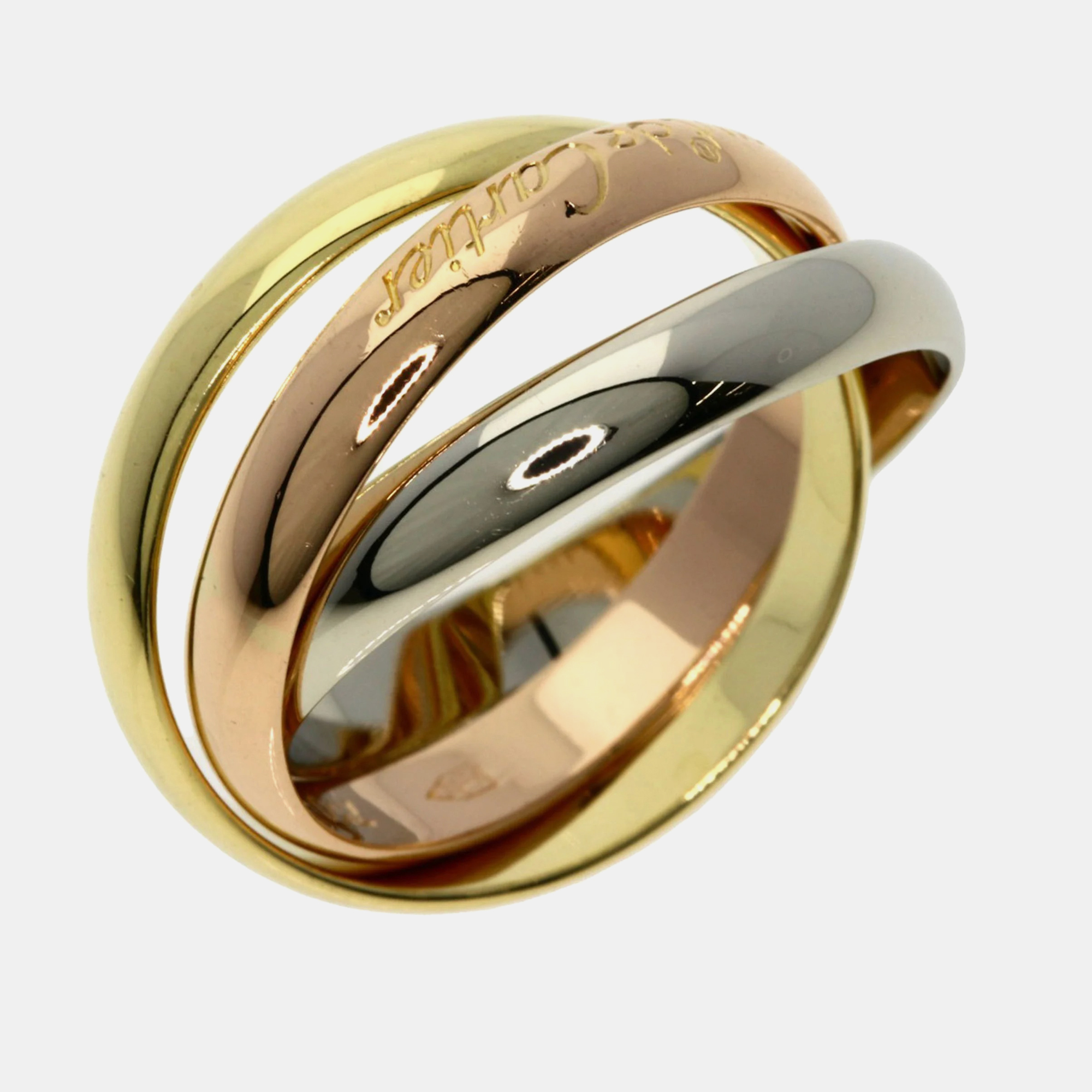 Cartier 18k yellow, rose, white gold trinity band ring eu 54