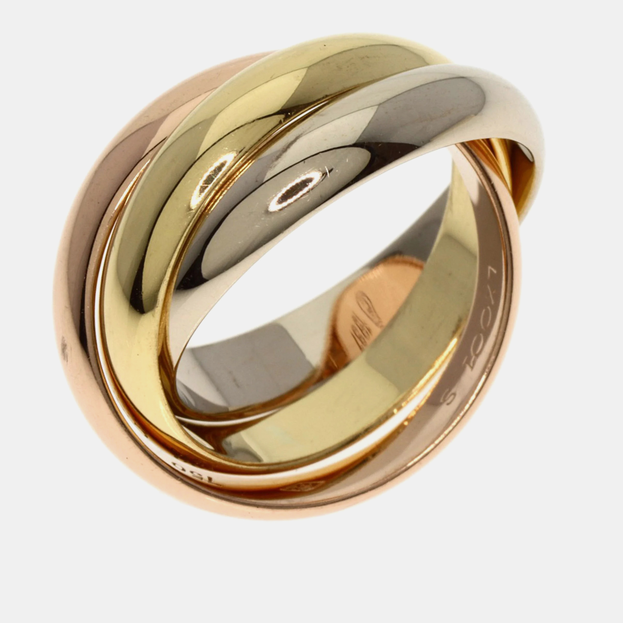 Cartier 18k yellow, rose, white gold trinity band ring eu 48