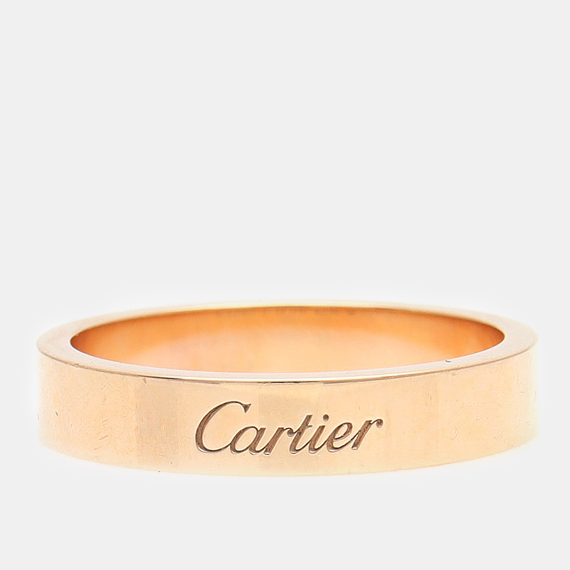 Cartier 18k pink gold logo ring size 57