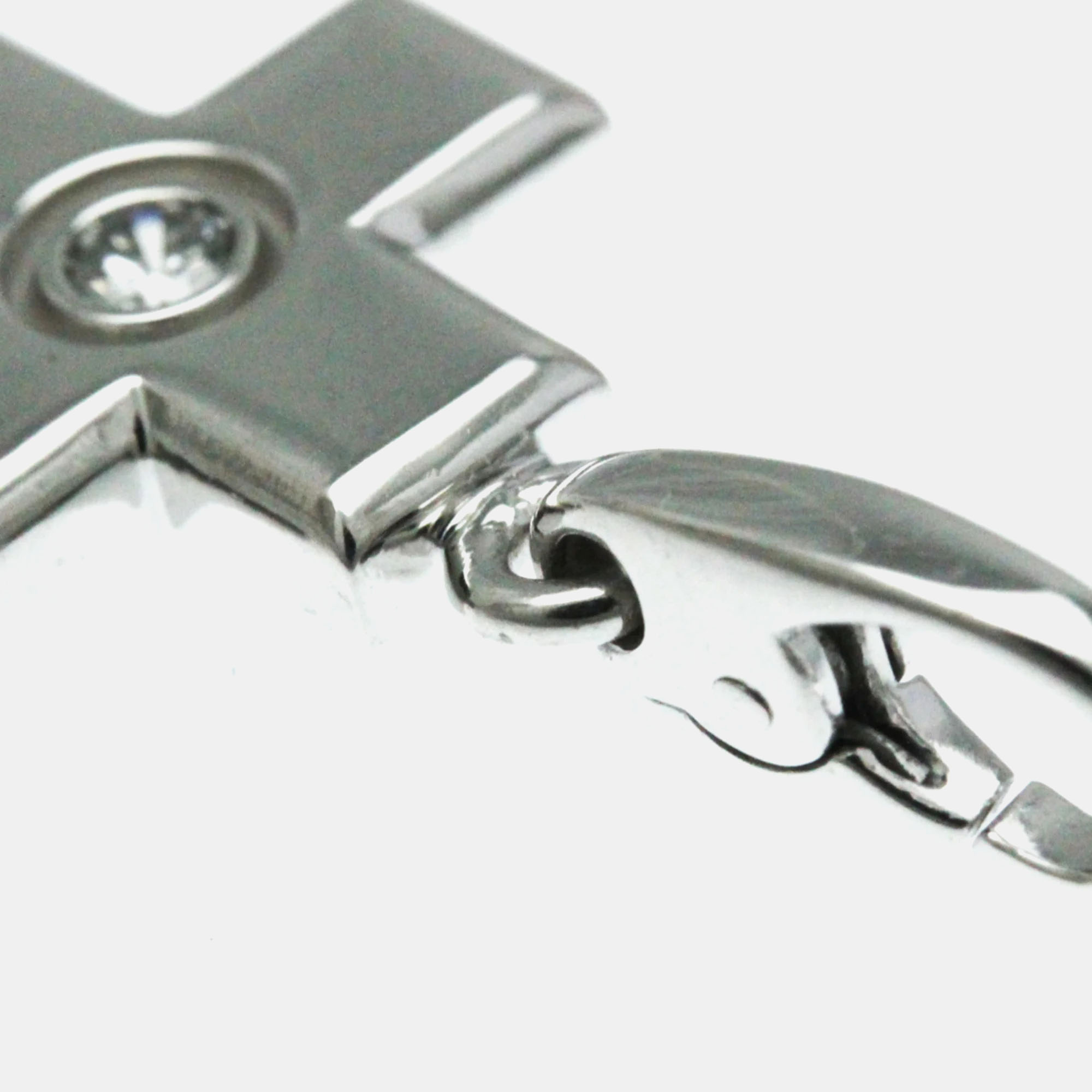 Cartier 18K White Gold And Diamond Cross Charm