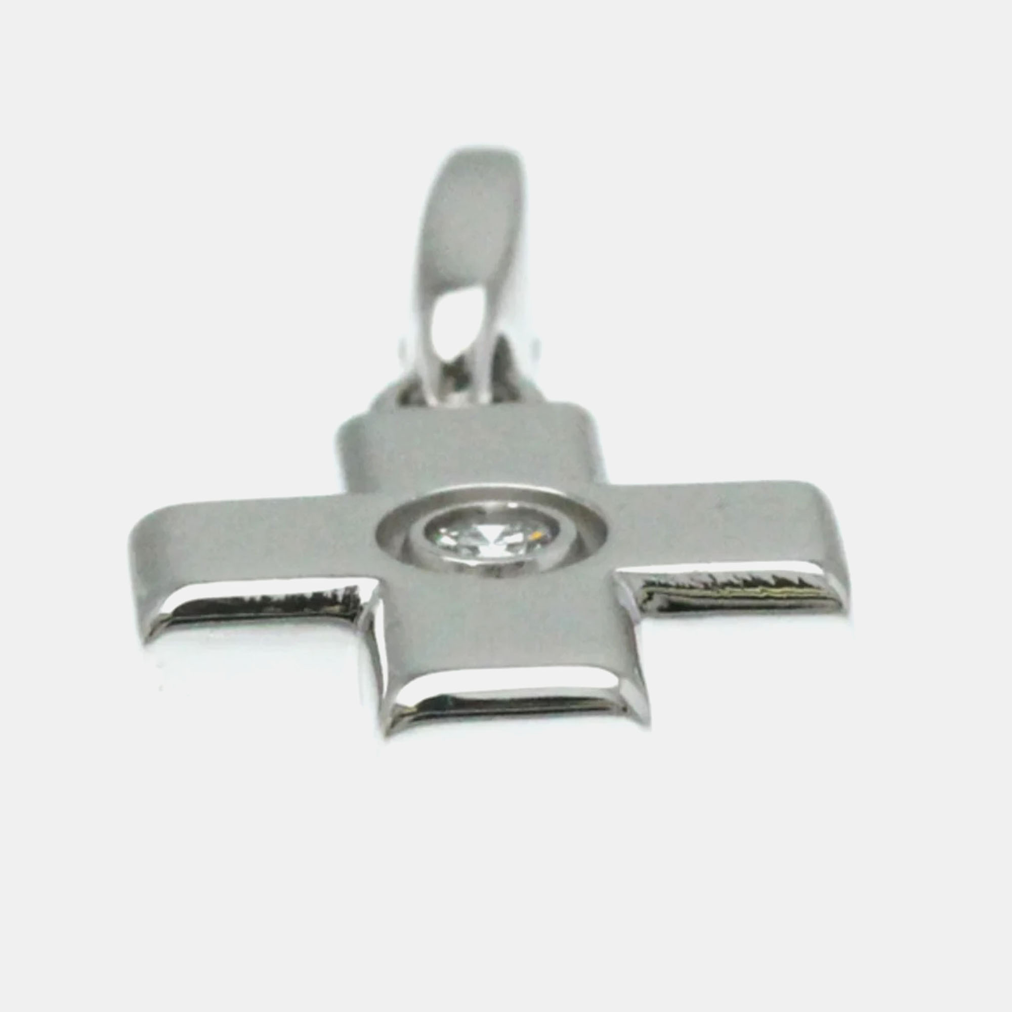 Cartier 18K White Gold And Diamond Cross Charm