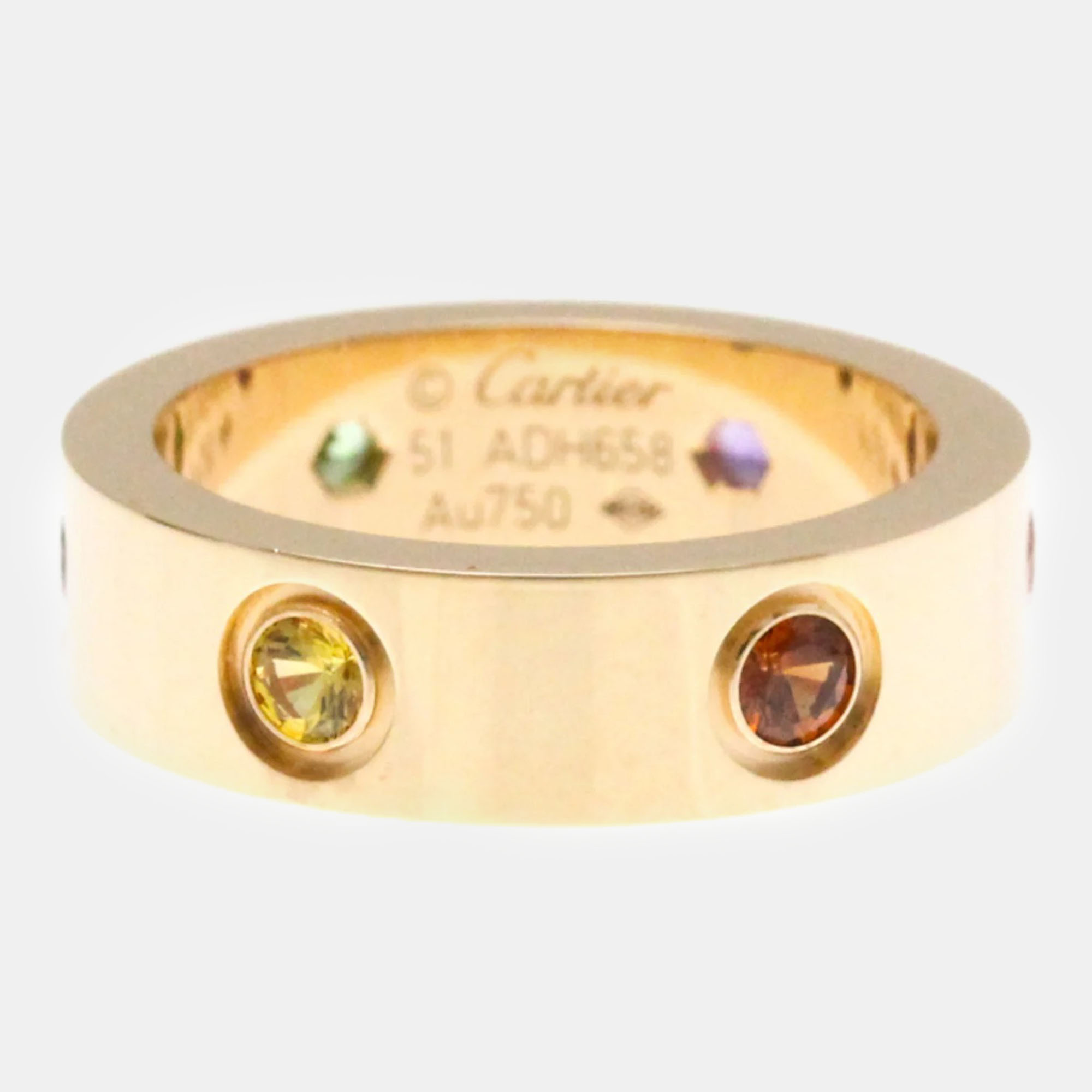 Cartier 18K Rose Gold And 6 Stone Love Band Ring EU 51