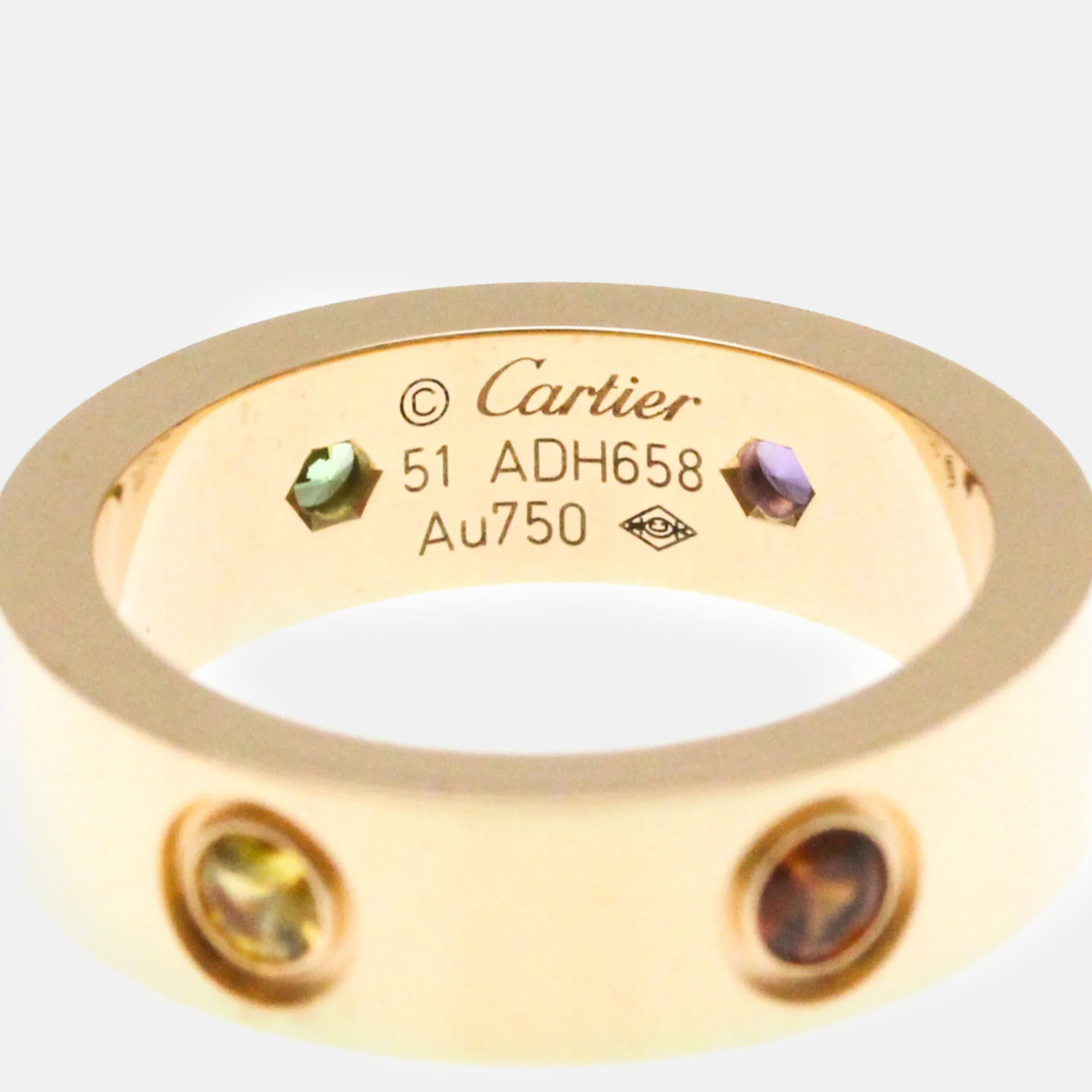 Cartier 18K Rose Gold And 6 Stone Love Band Ring EU 51