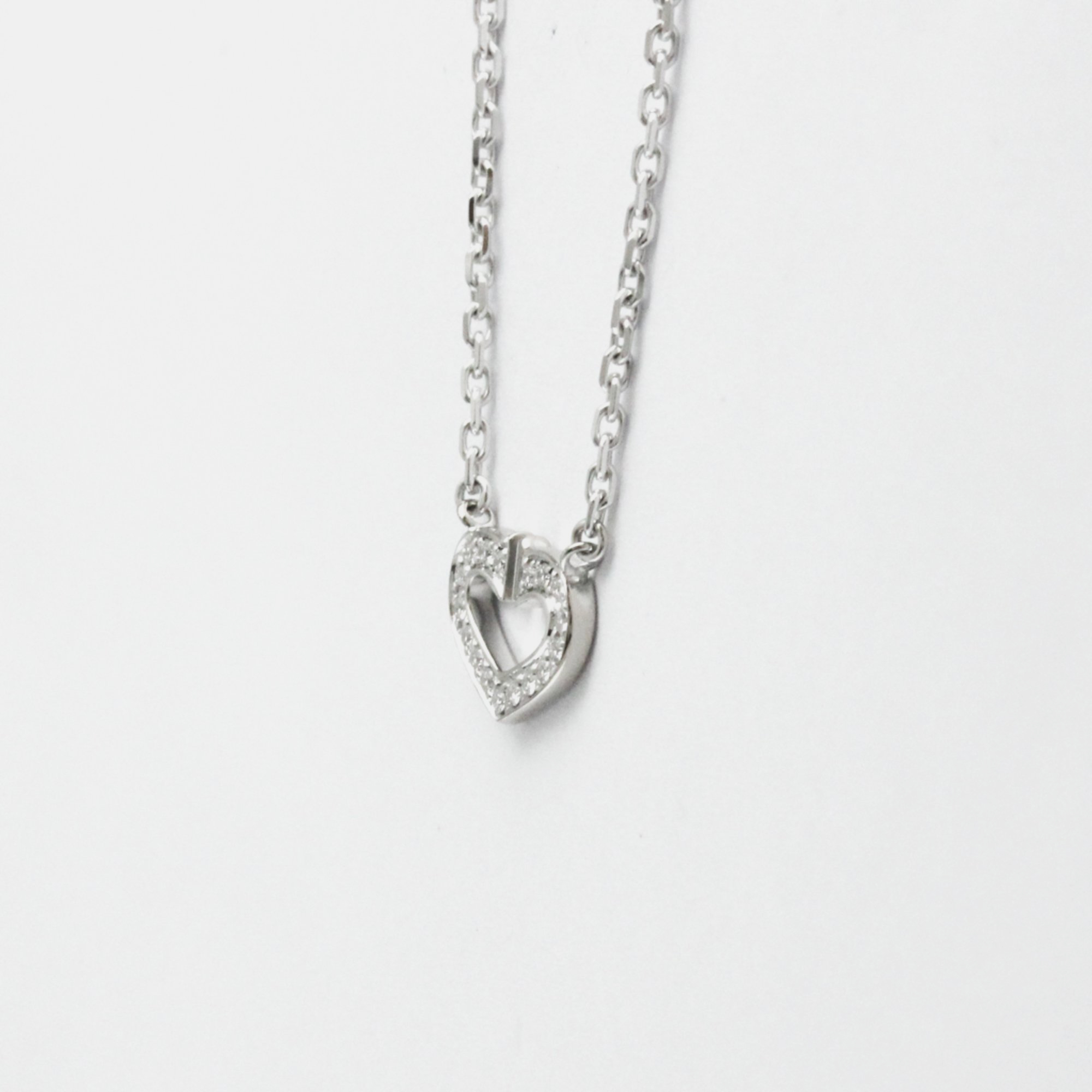 Cartier 18K White Gold Heart C Diamond Necklace