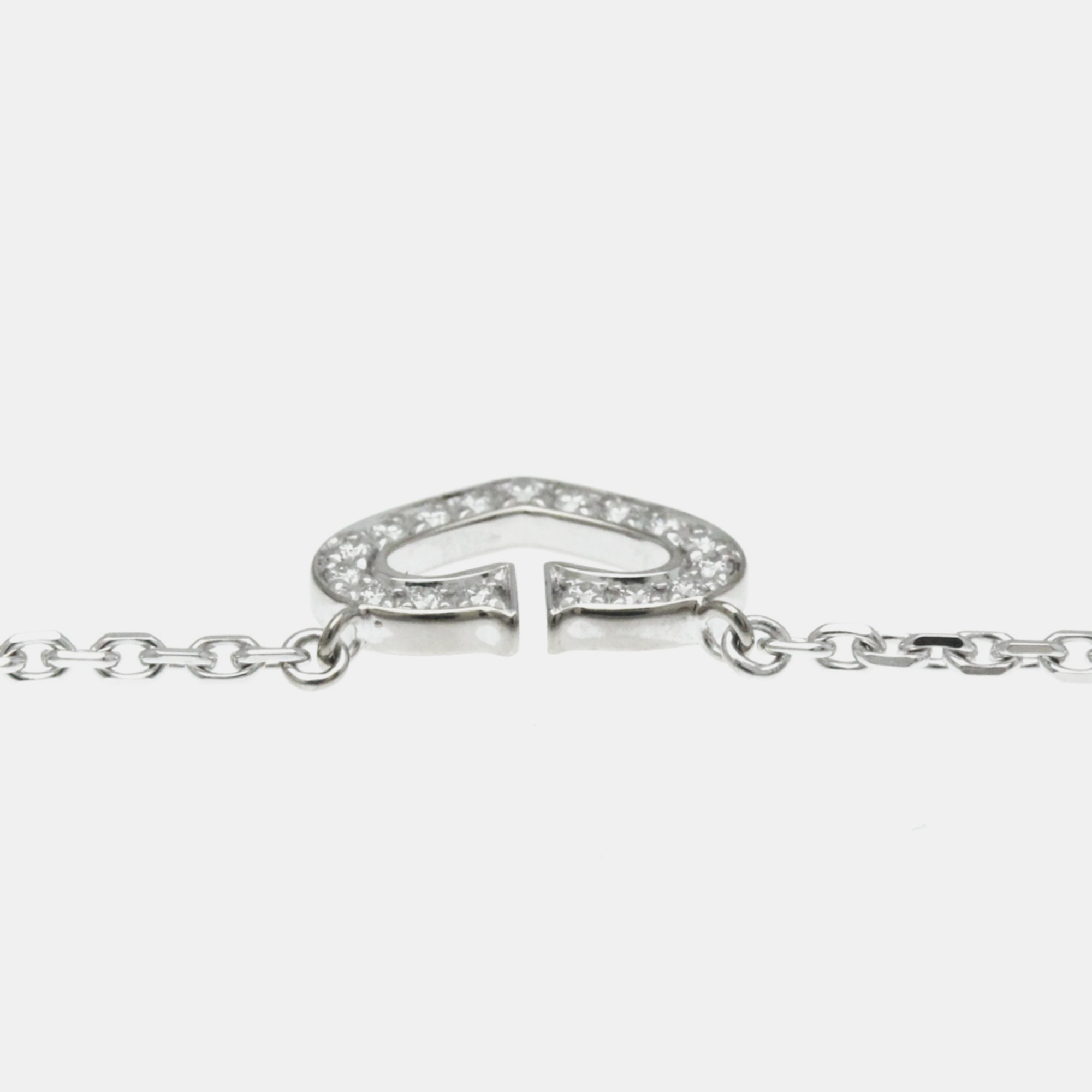 Cartier 18K White Gold Heart C Diamond Necklace