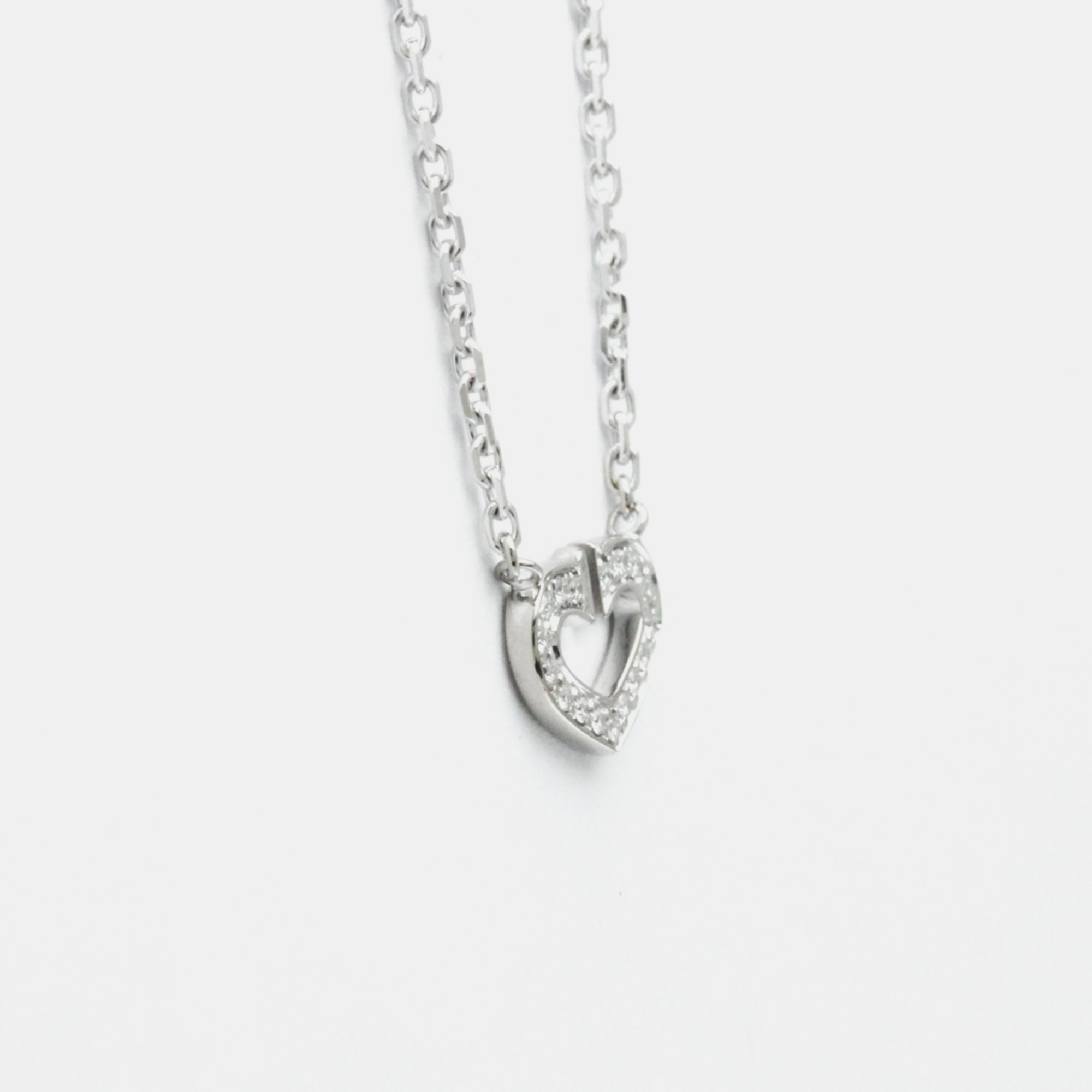 Cartier 18K White Gold Heart C Diamond Necklace