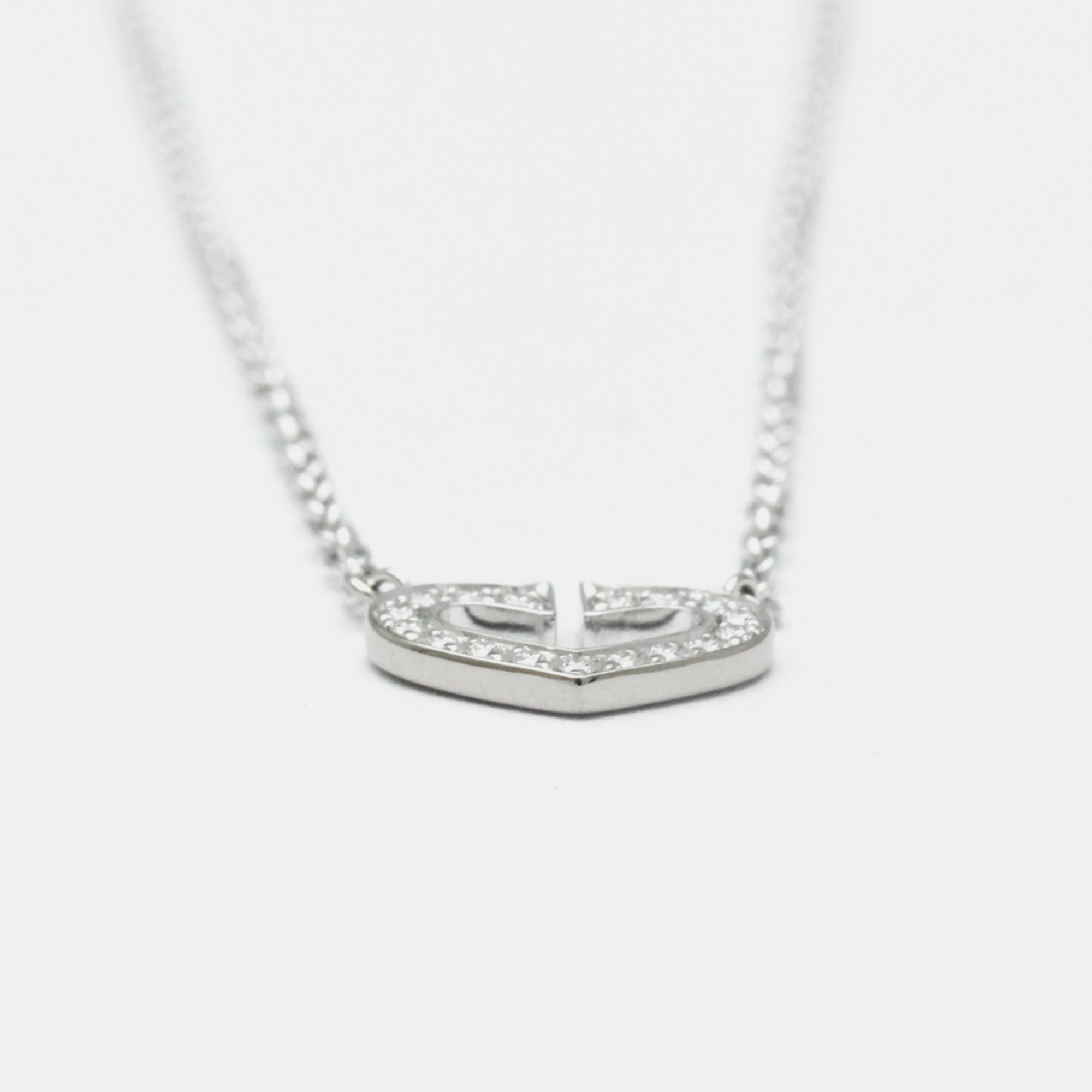 Cartier 18K White Gold Heart C Diamond Necklace