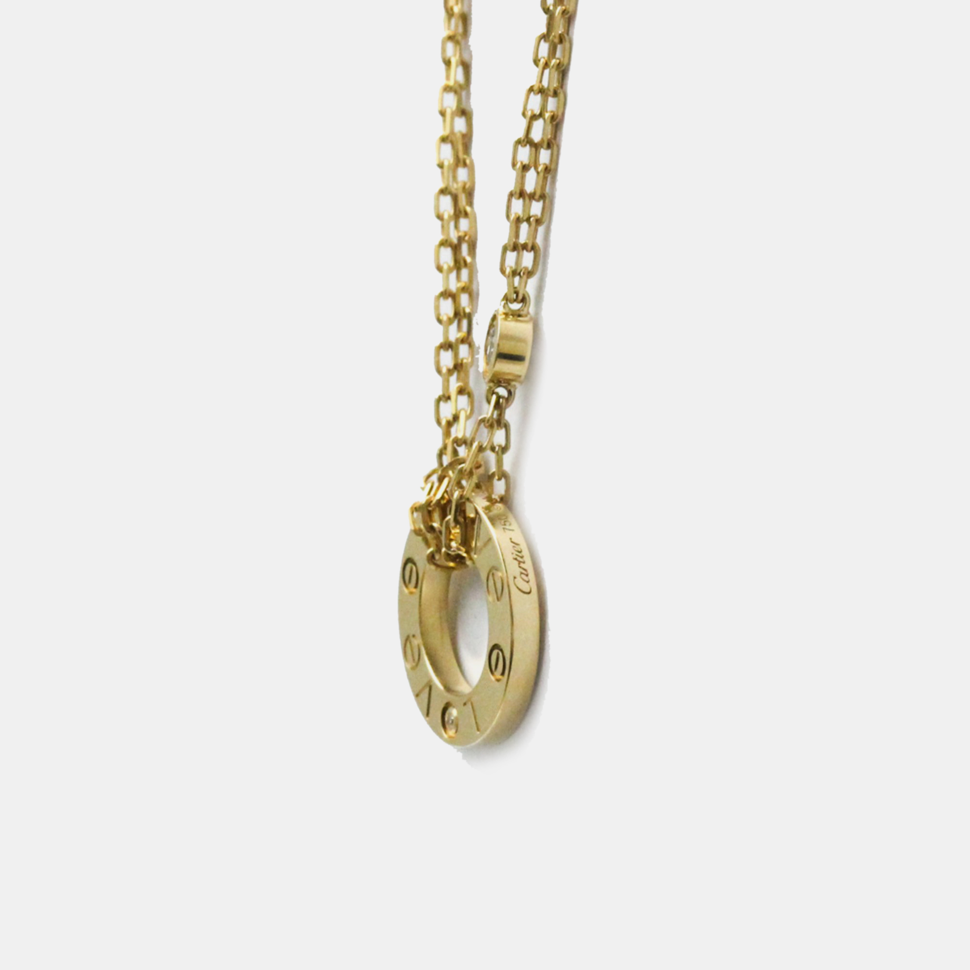 Cartier 18K Yellow Gold 2 Diamond LOVE Necklace