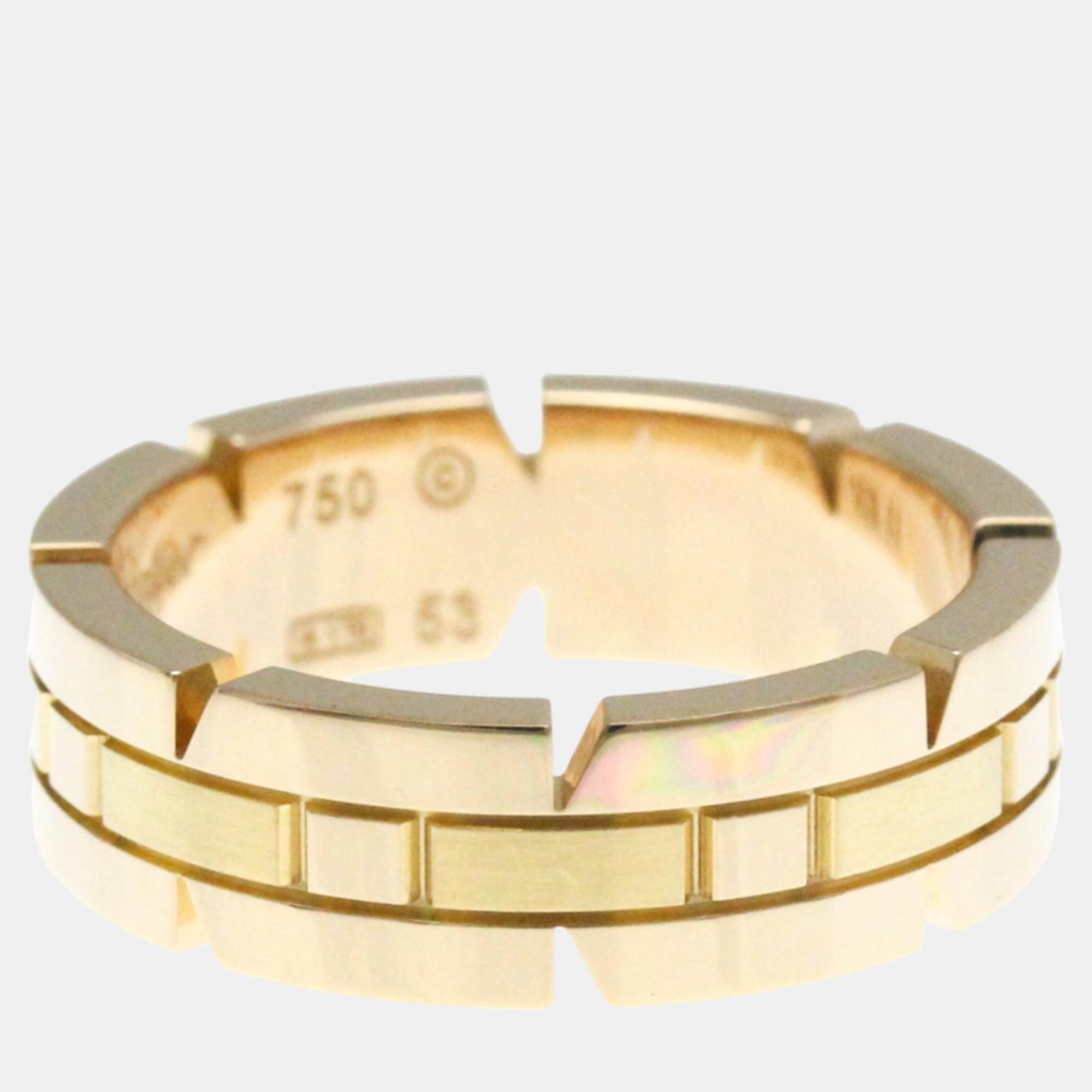 Cartier 18K Yellow Gold Tank Francaise Band Ring EU 53