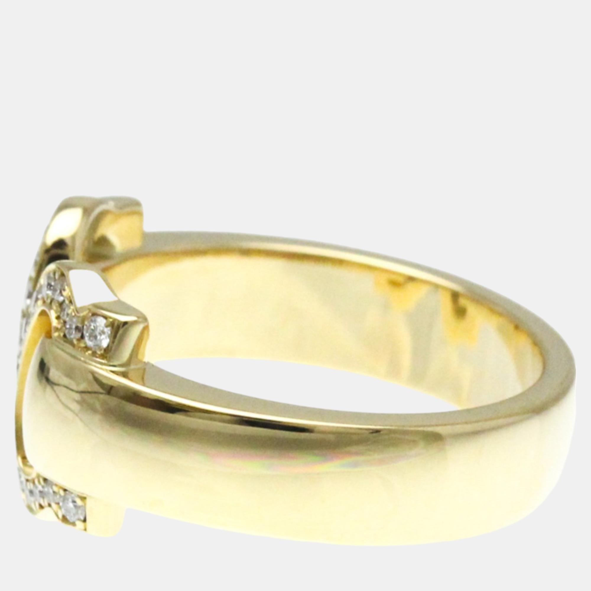 Cartier 18K Yellow Gold And Diamond C De Cartier Band Ring EU 54