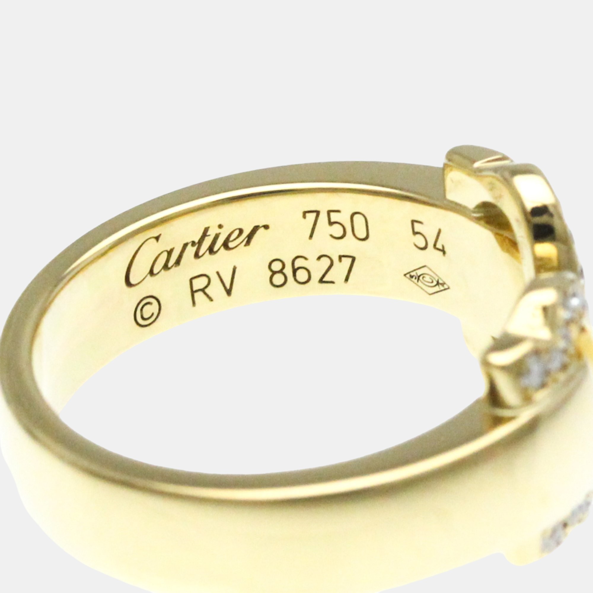 Cartier 18K Yellow Gold And Diamond C De Cartier Band Ring EU 54