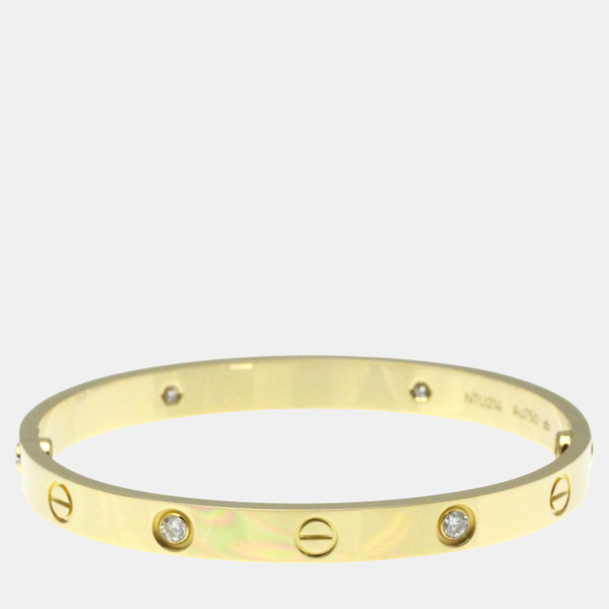 Cartier 18K Yellow Gold And Diamond Love Bangle Bracelet