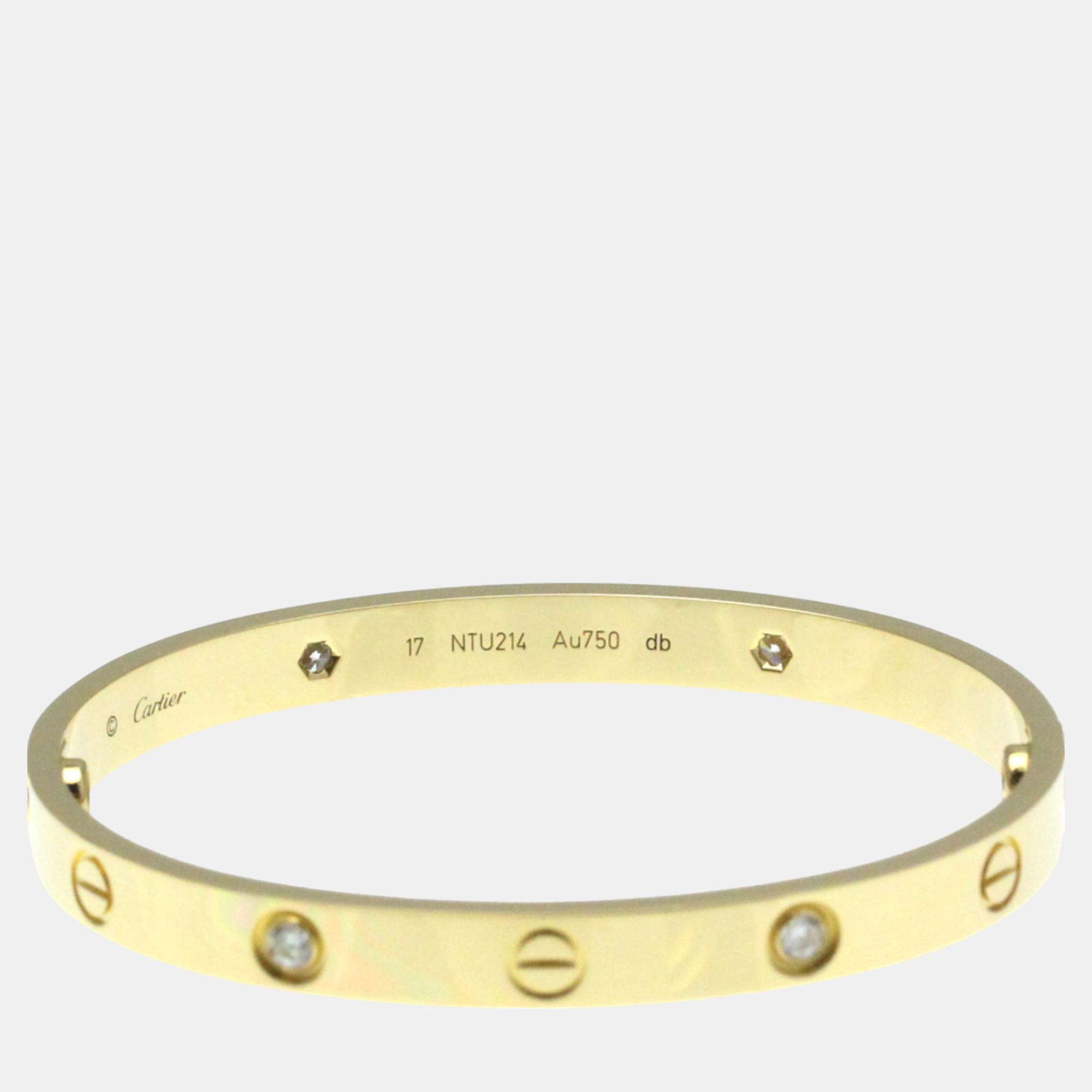 Cartier 18K Yellow Gold And Diamond Love Bangle Bracelet