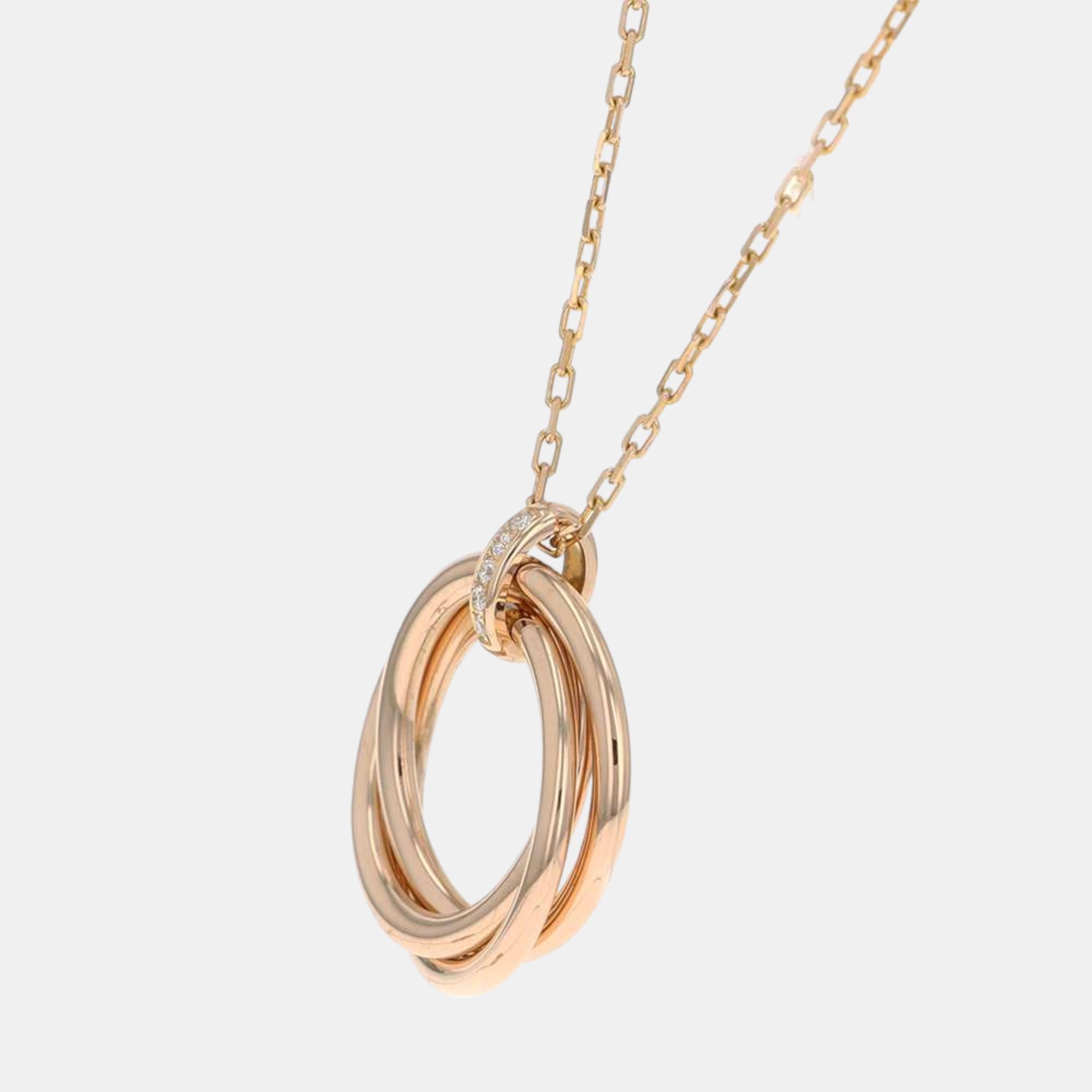 Cartier 18K Rose Gold And Diamond Trinity Pendant Necklace