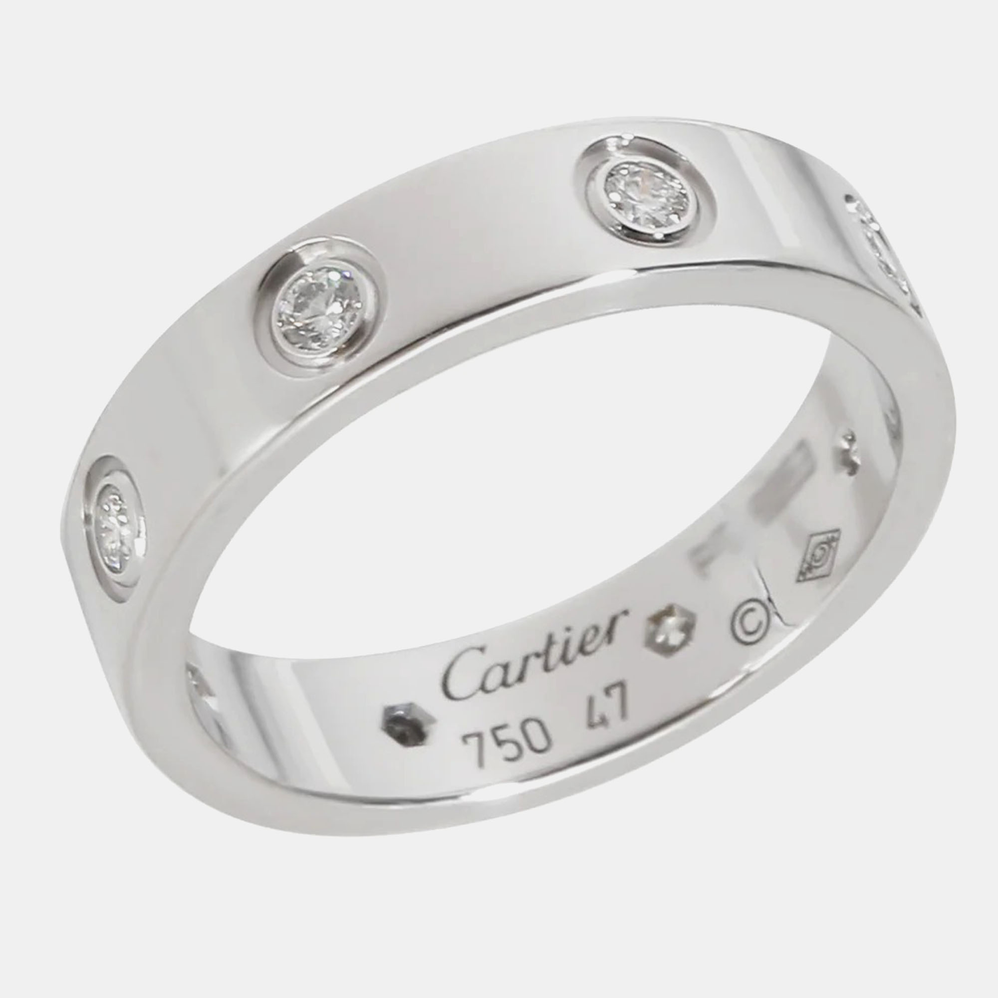 Cartier 18k White Gold Love Band 0.19 CTW