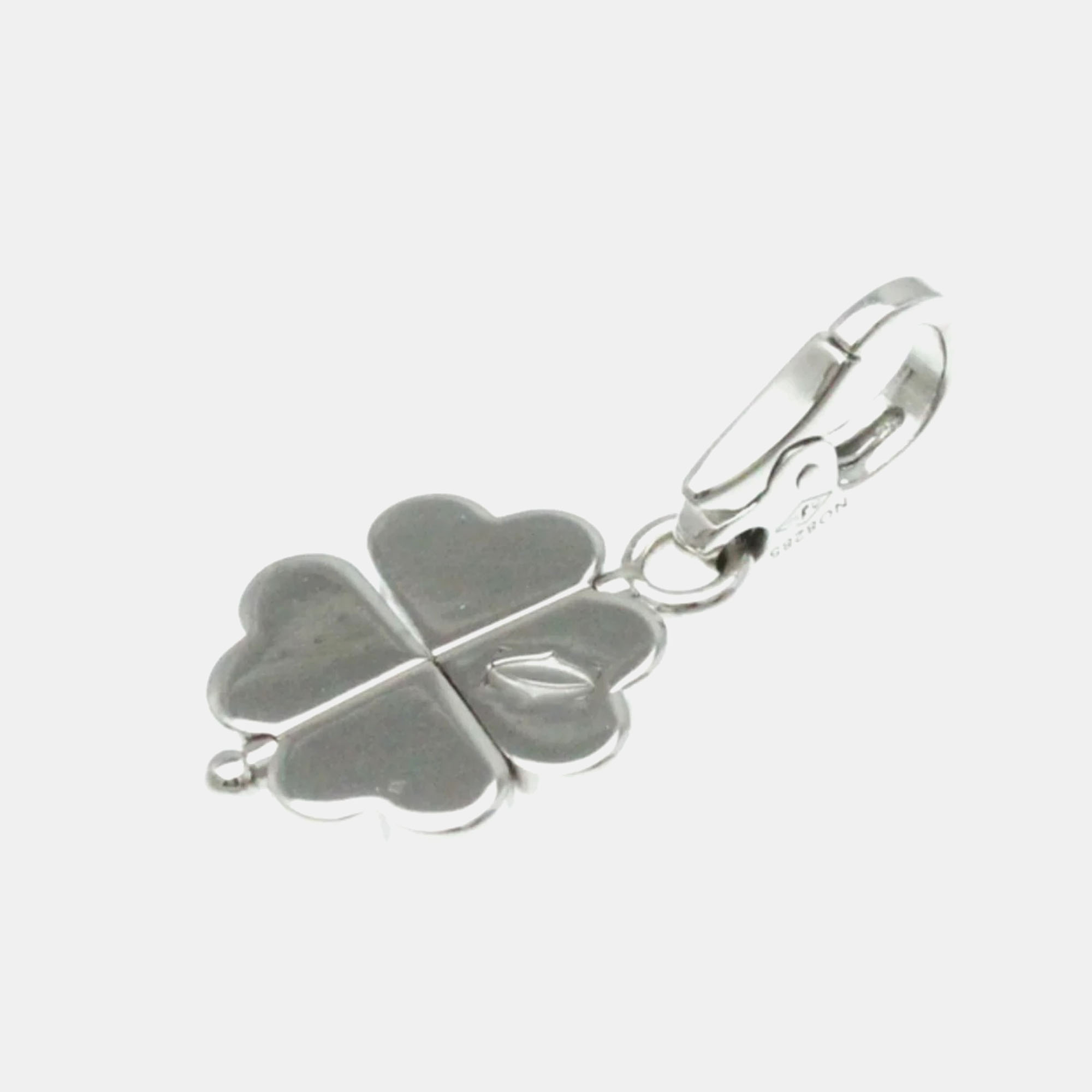 Cartier 18K White Gold And Diamond 4 Leaf Clover Pendant Charm