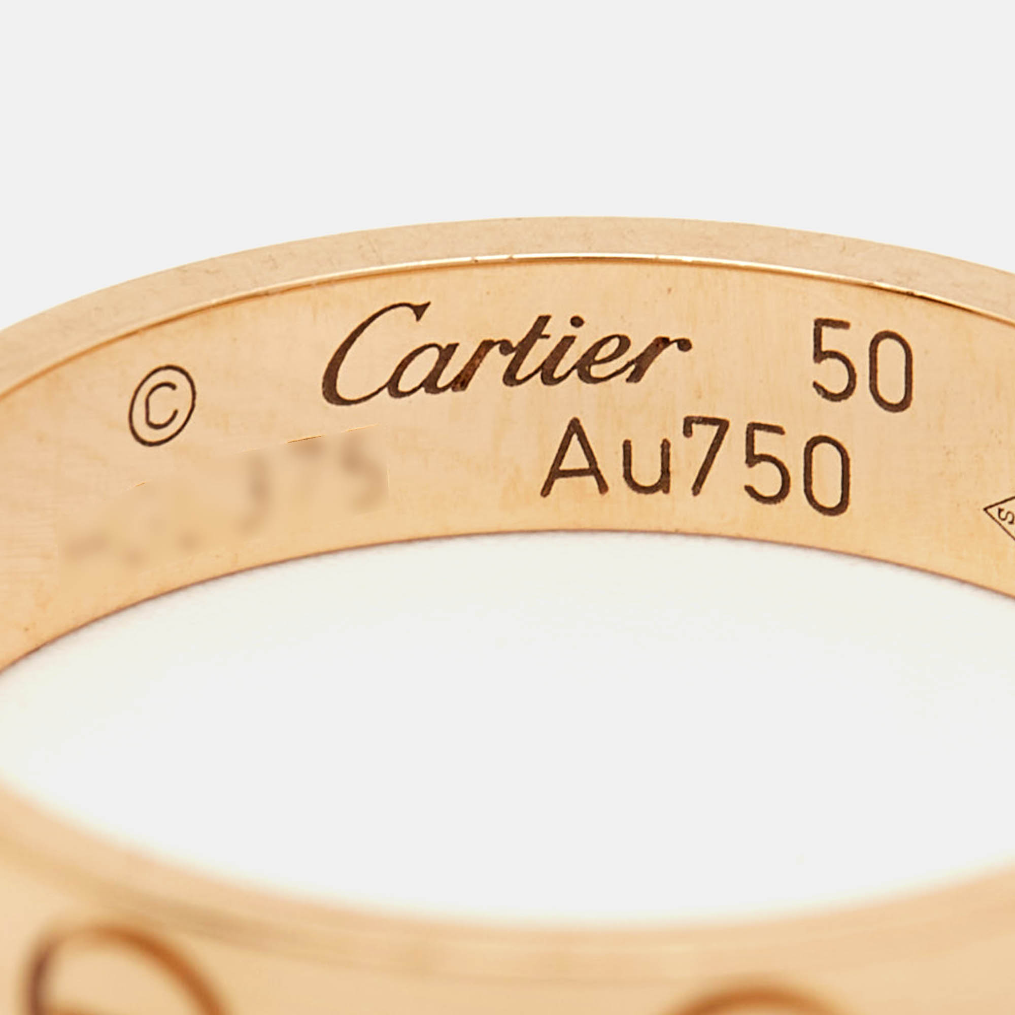 Cartier Love 18k Rose Gold Wedding Band Ring Size 50