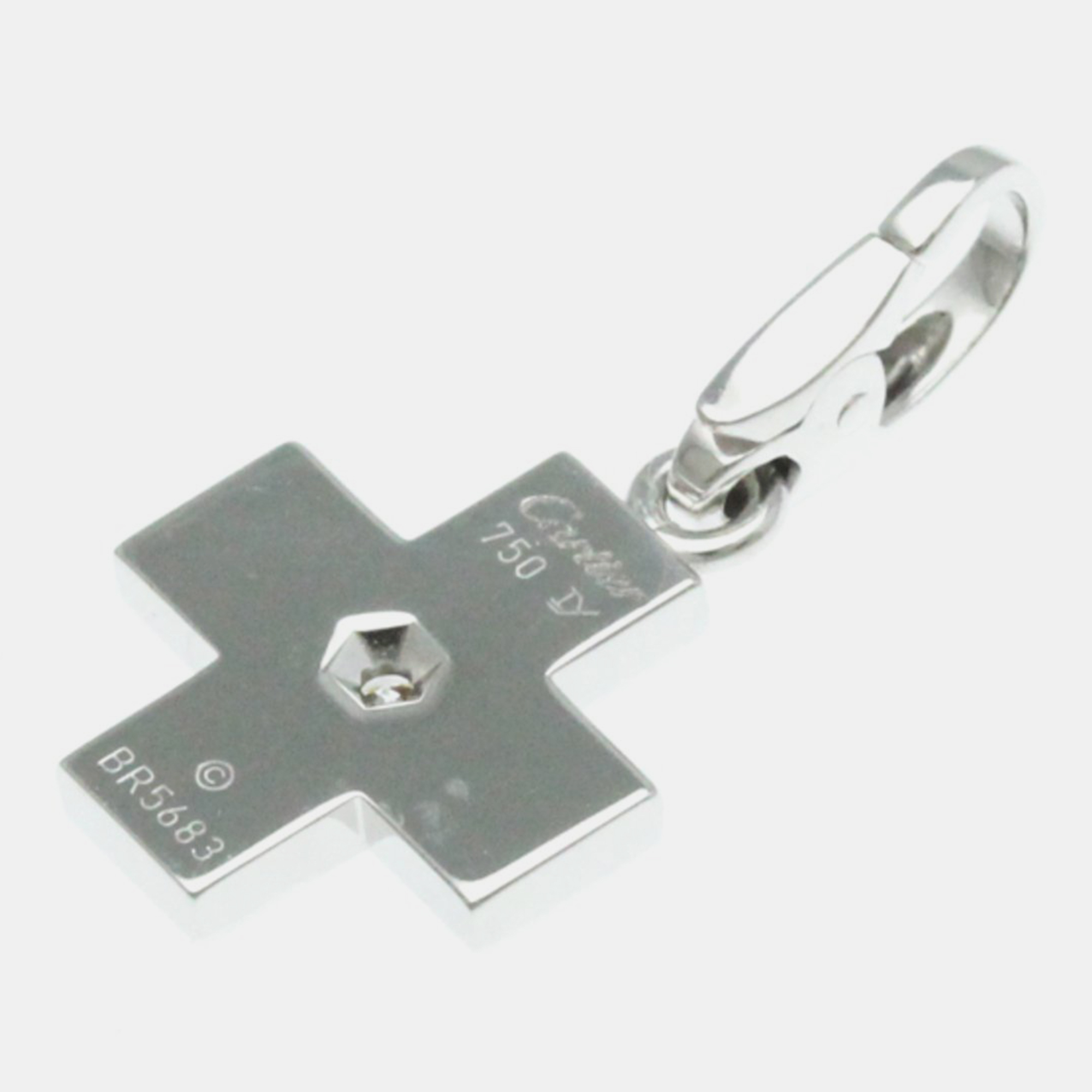 Cartier 18K White Gold Diamond Cross Charm Pendant