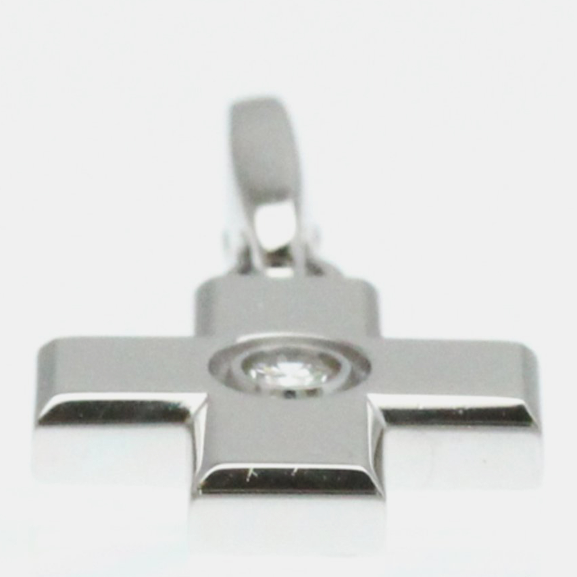 Cartier 18K White Gold Diamond Cross Charm Pendant