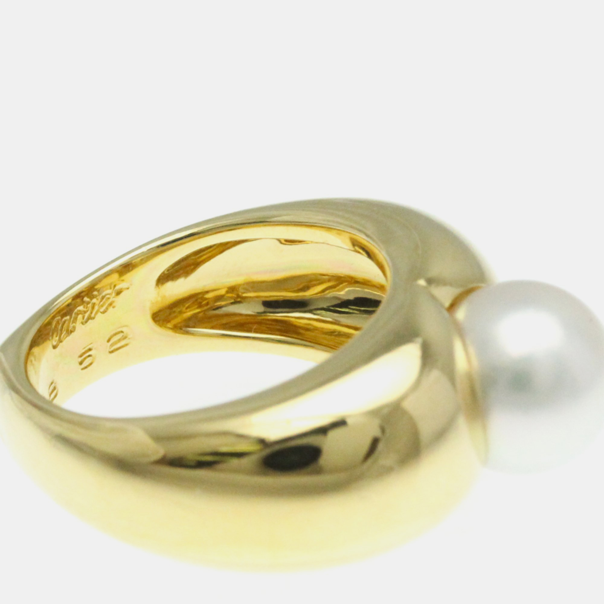 Cartier Pearl Heart Yellow Gold 18K Pearl Band Ring Gold EU 52