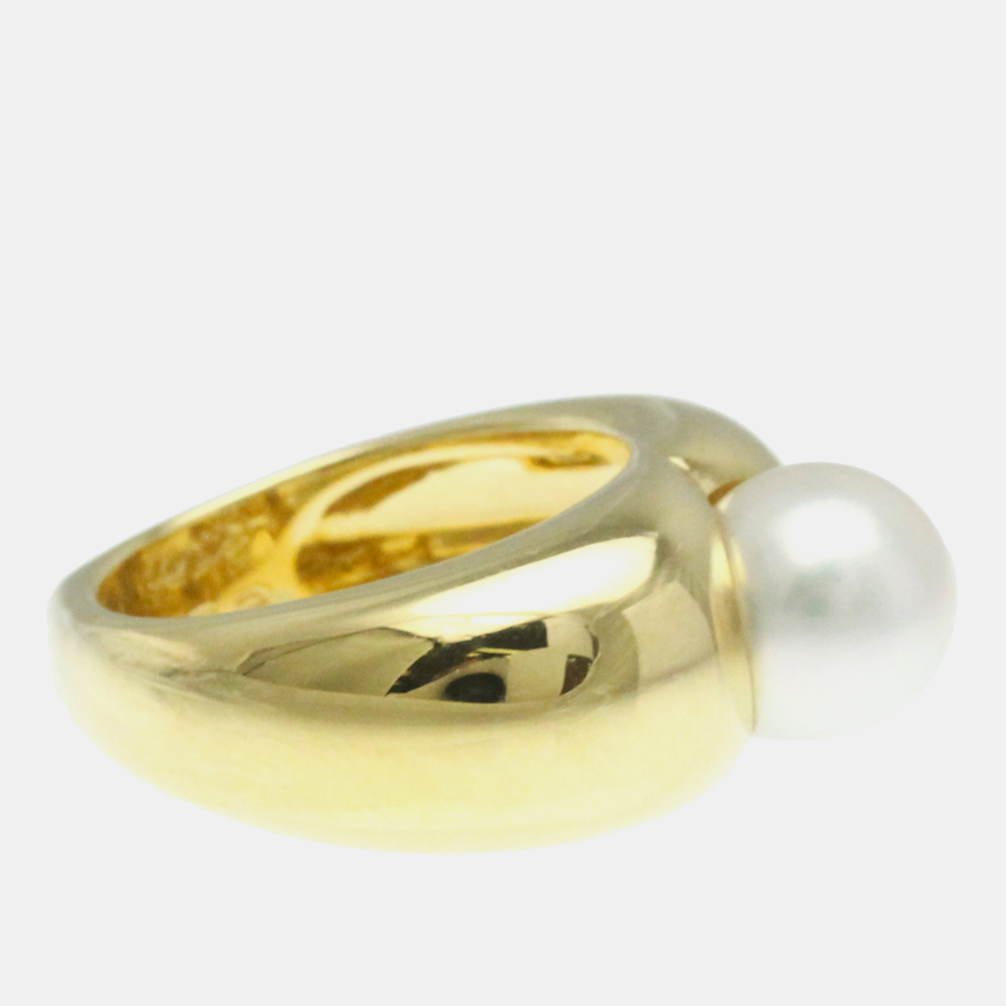 Cartier Pearl Heart Yellow Gold 18K Pearl Band Ring Gold EU 52