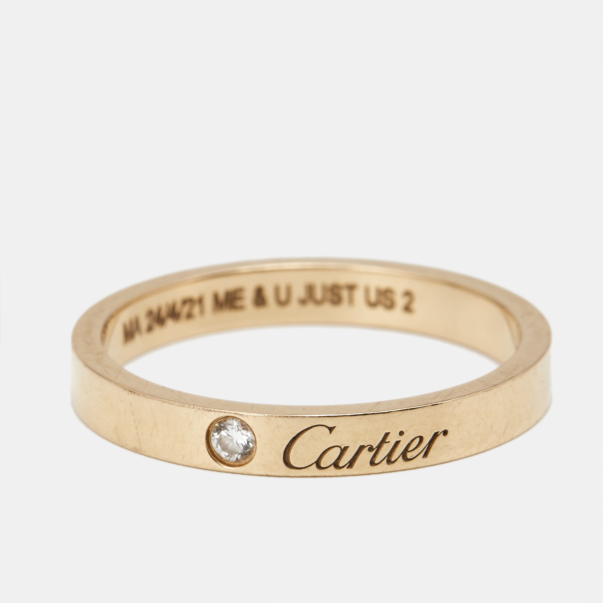 Cartier C De Cartier Diamond 18k Rose Gold Wedding Band Ring Size 60