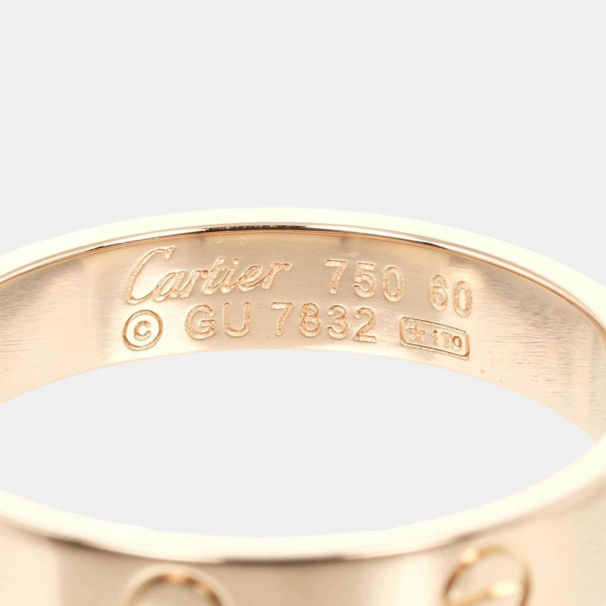 Cartier 18K Pink Gold Love Wedding Ring EU 60