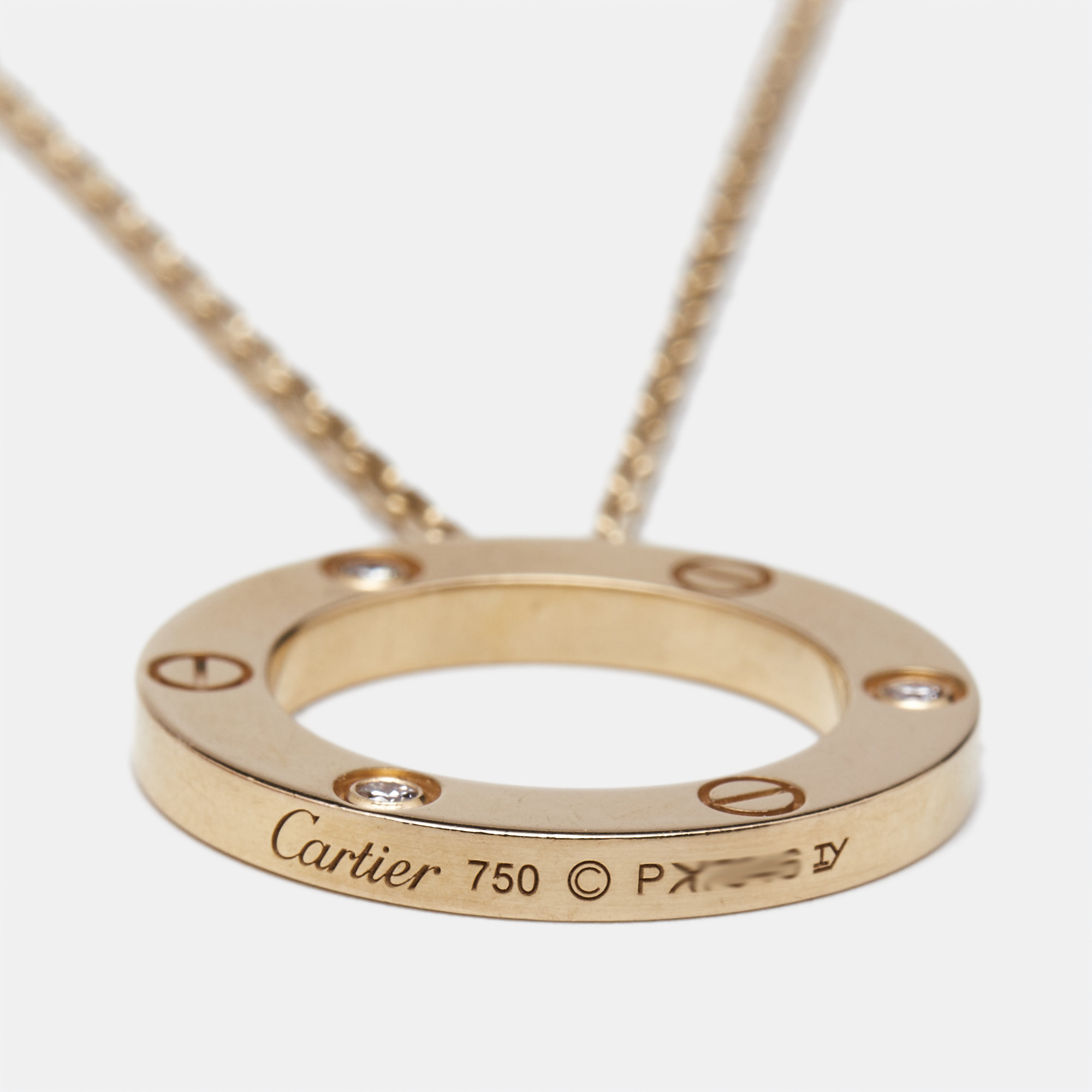 Cartier Love 3 Diamonds 18k Rose Gold Necklace