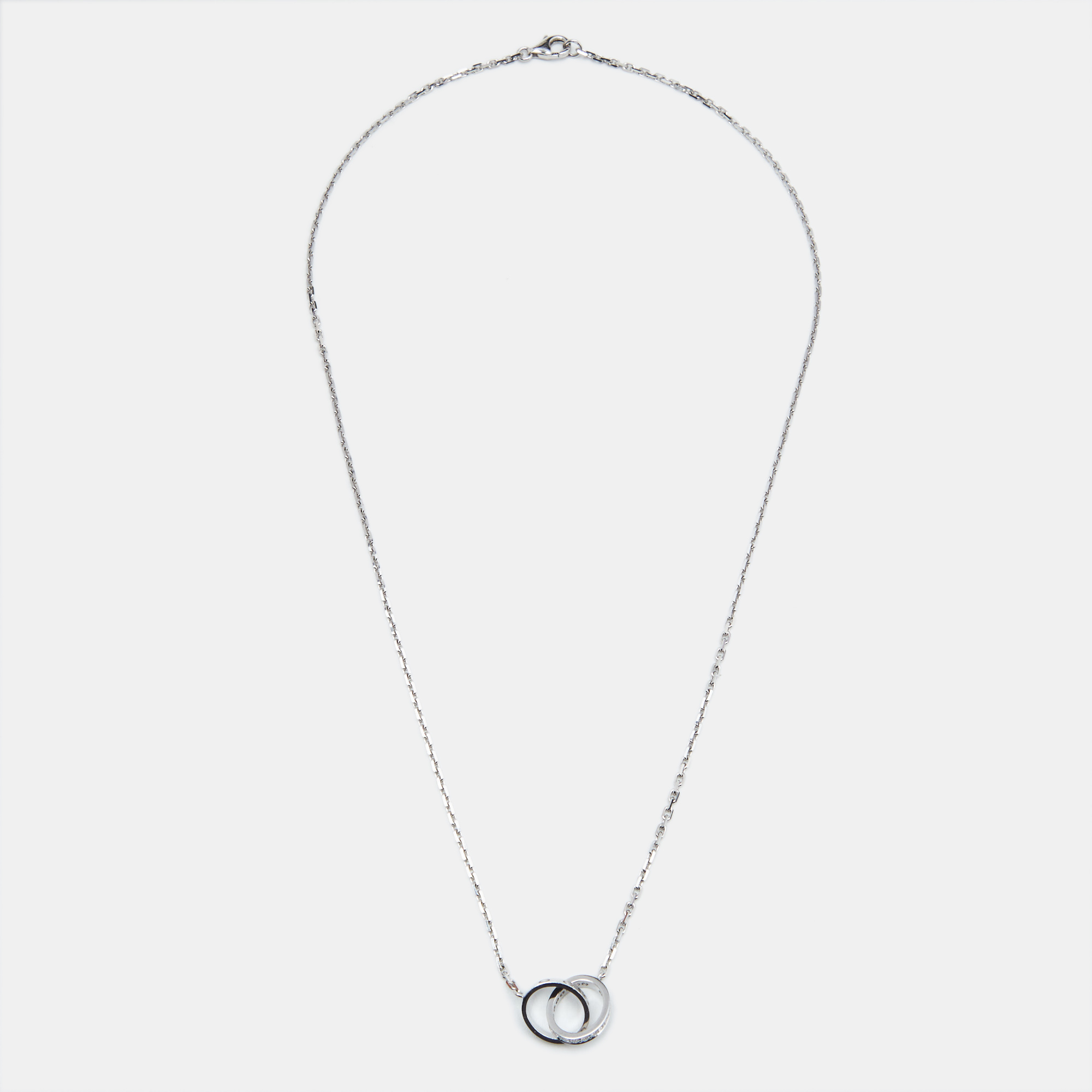 Cartier Love Interlocking  Diamonds 18k White Gold Necklace