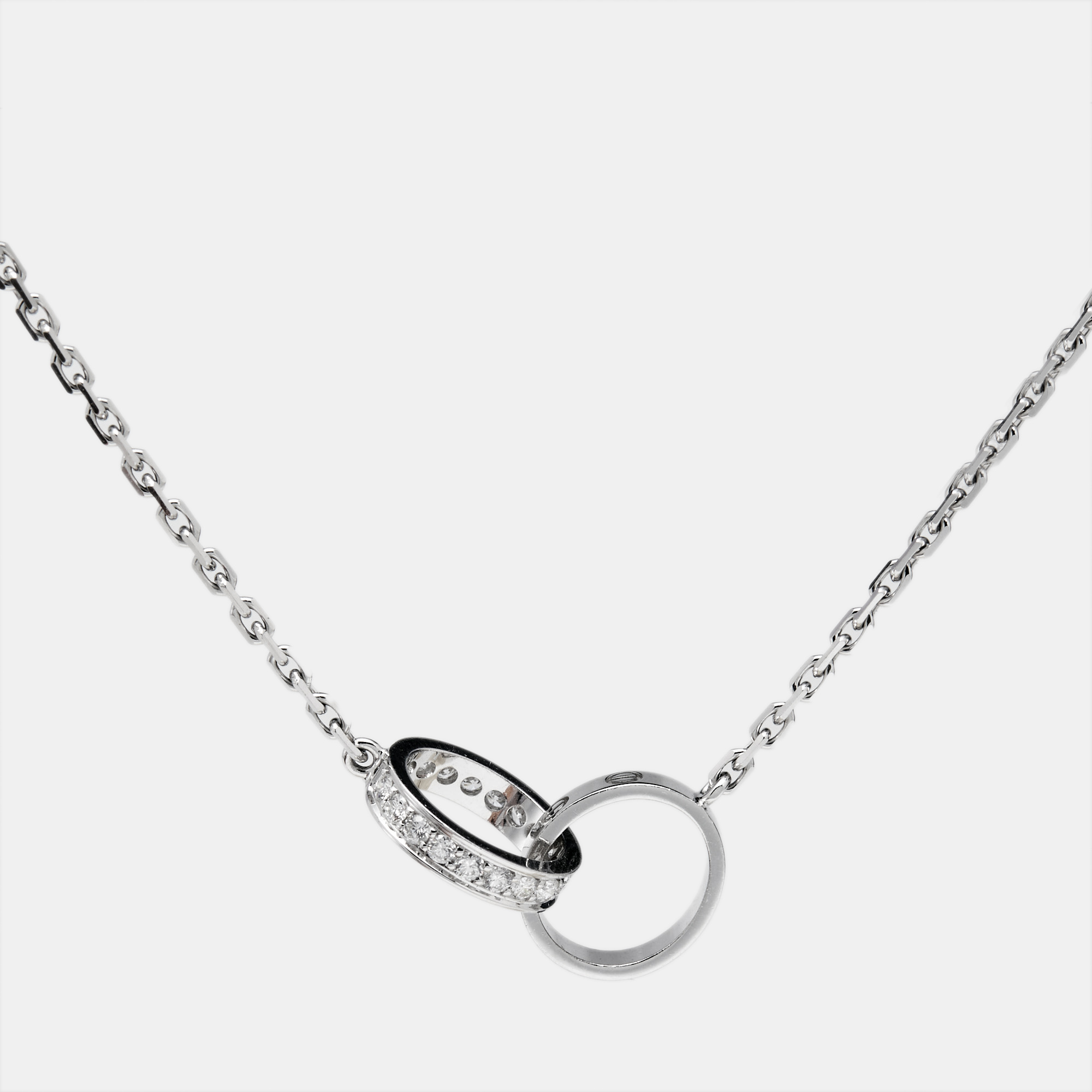 Cartier Love Interlocking  Diamonds 18k White Gold Necklace