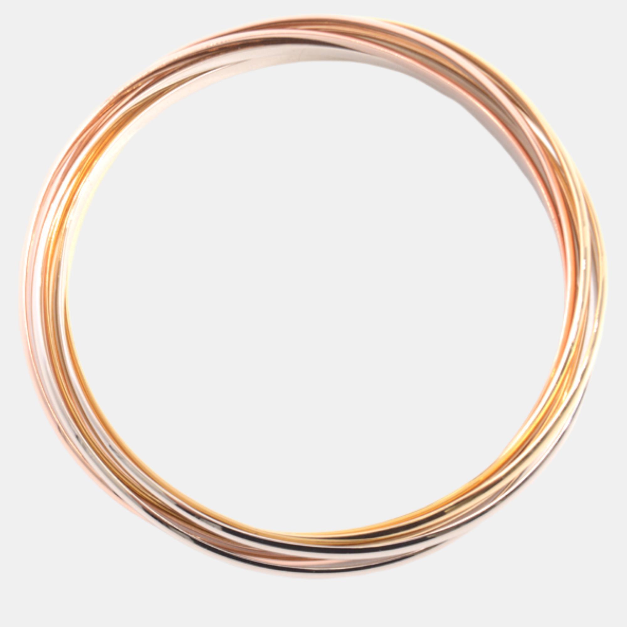 Cartier 18K Yellow Gold, Rose Gold, White Gold Trinity Link Bangle Bracelet