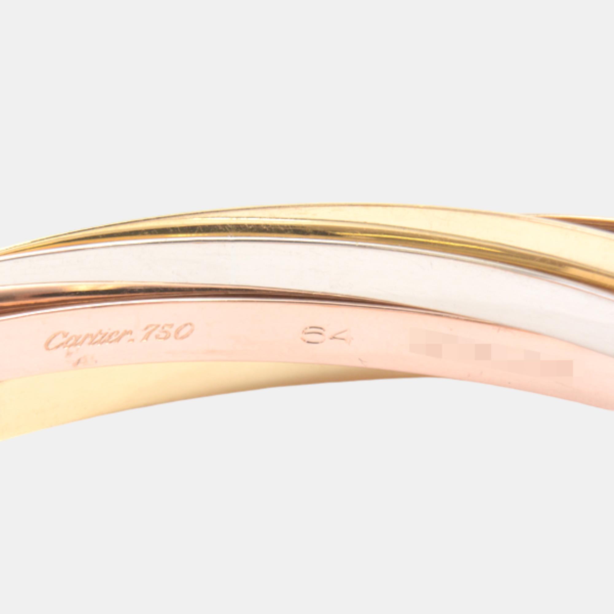 Cartier 18K Yellow Gold, Rose Gold, White Gold Trinity Link Bangle Bracelet