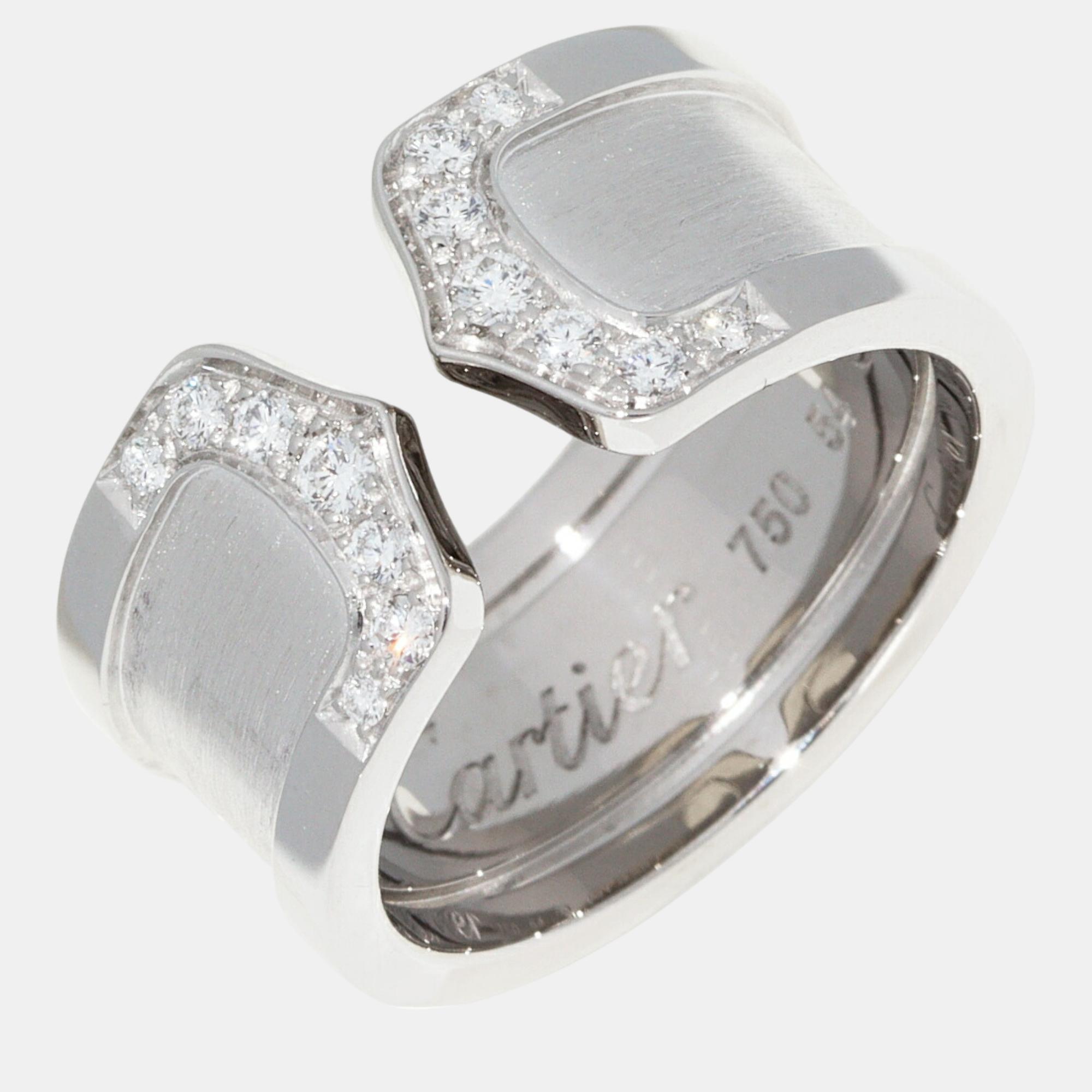 Cartier 18K White Gold Diamond Ring EU 54