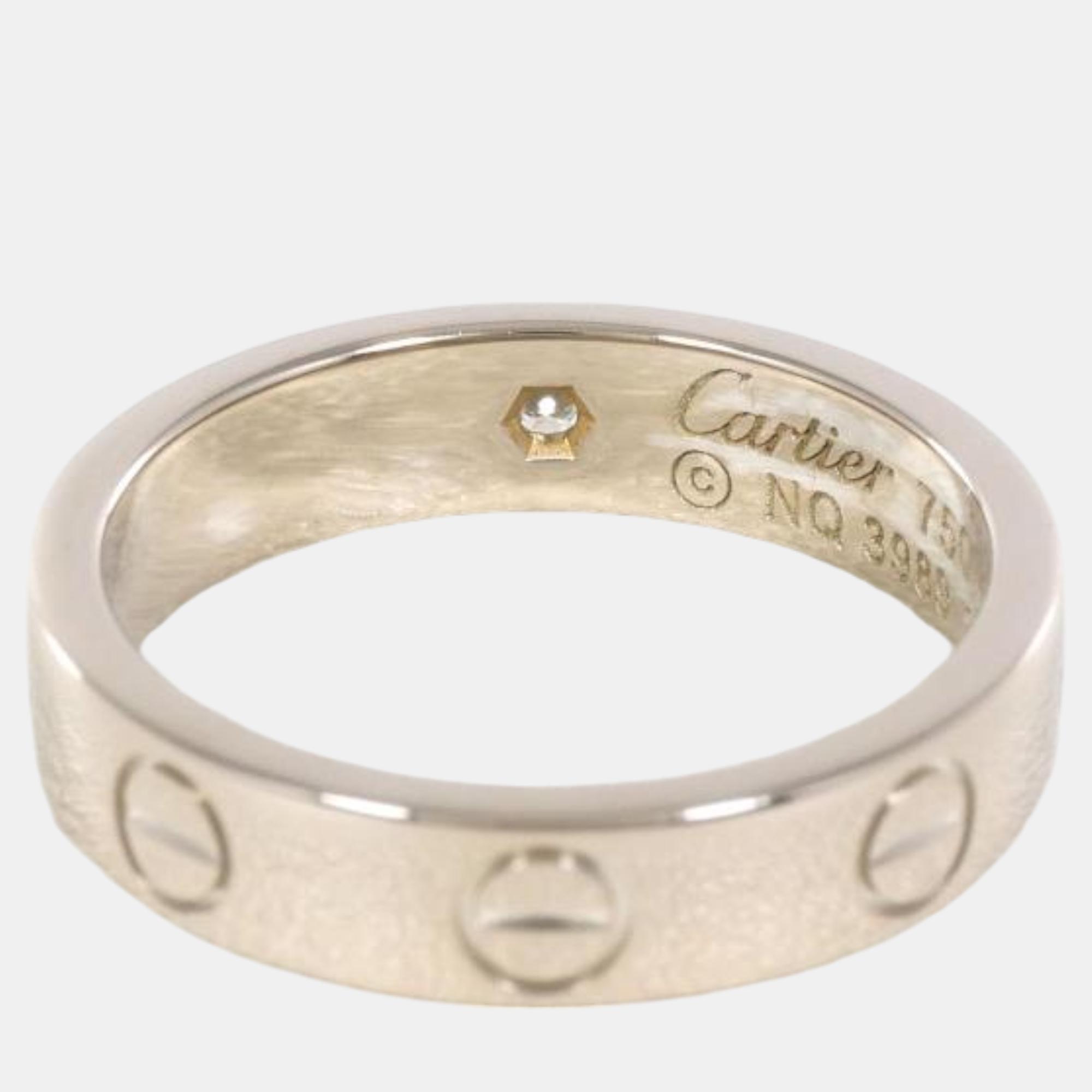 Cartier 18K White Gold Diamond Love Ring EU 47