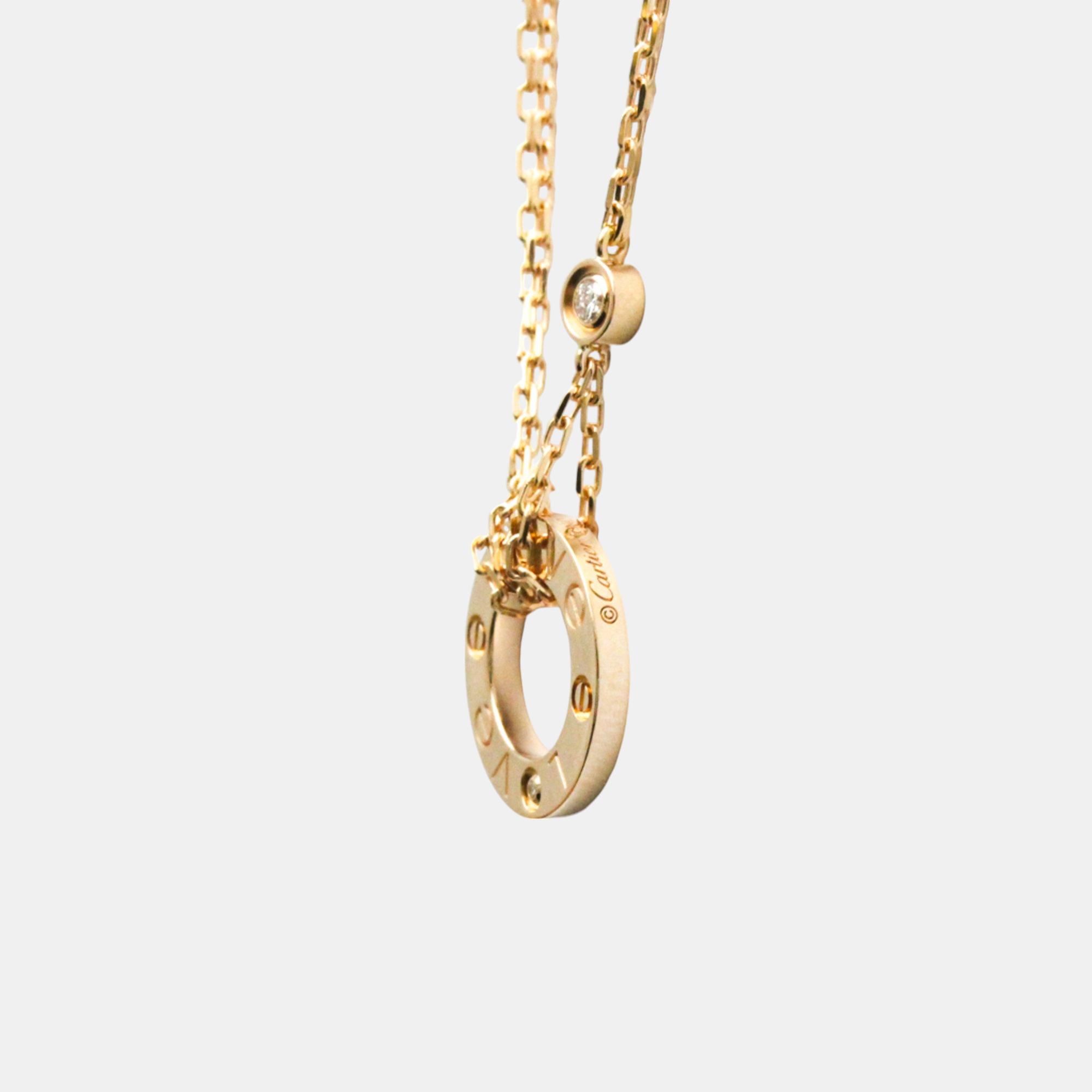 Cartier 18K Rose Gold And Diamond Love Pendant Necklace