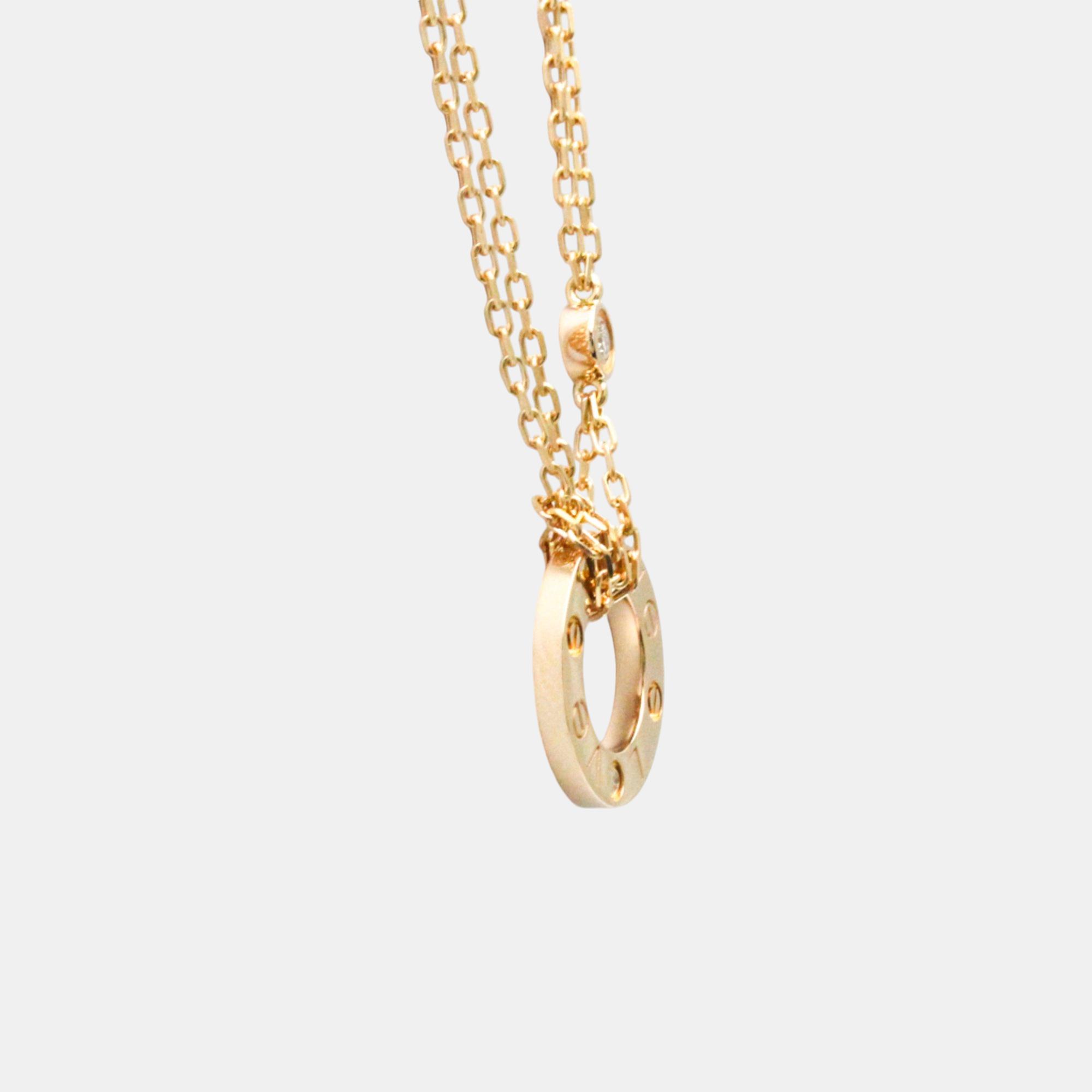 Cartier 18K Rose Gold And Diamond Love Pendant Necklace