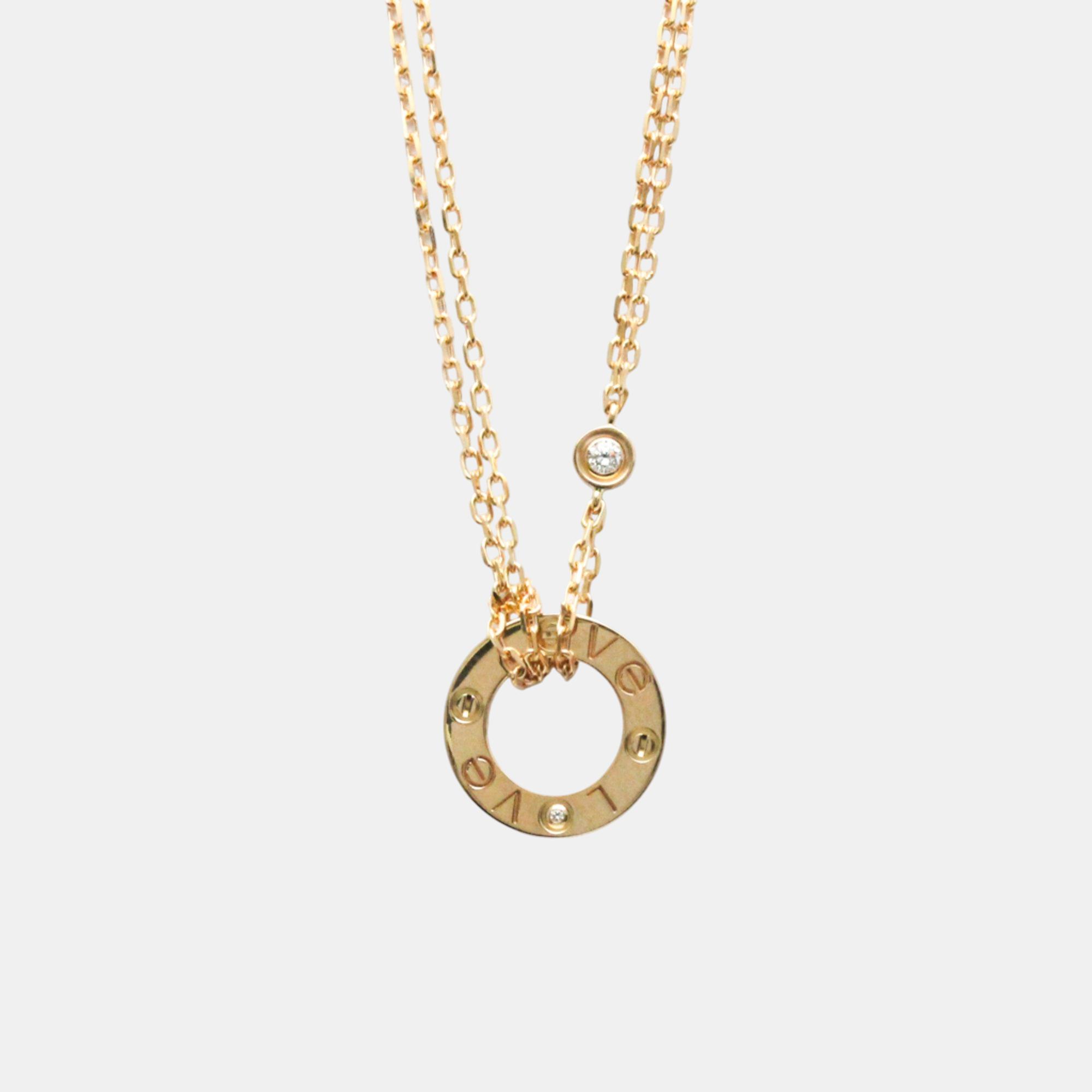 Cartier 18K Rose Gold And Diamond Love Pendant Necklace