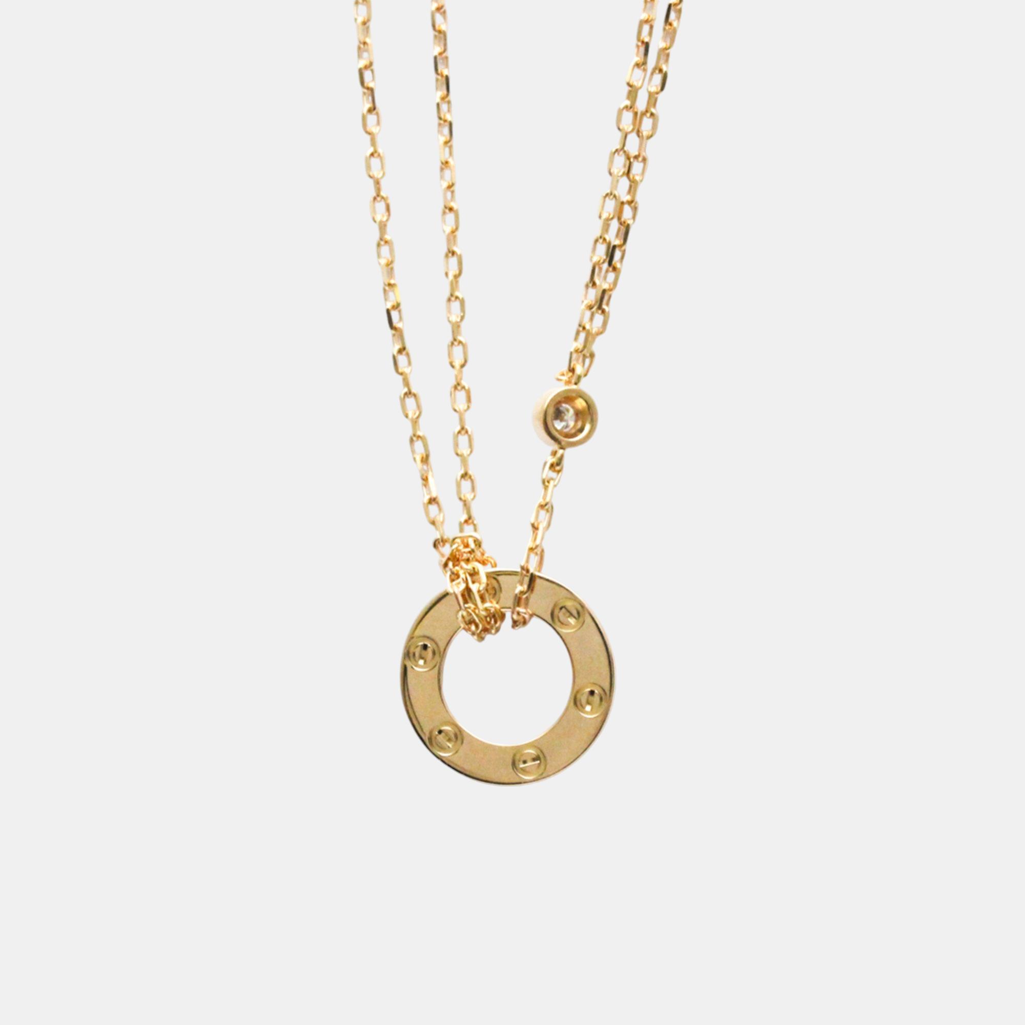 Cartier 18K Rose Gold And Diamond Love Pendant Necklace