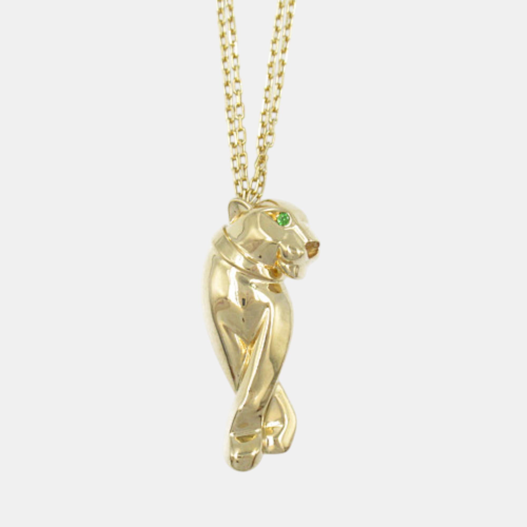 Cartier Panthere Necklace 18k Yellow Gold Green Metal