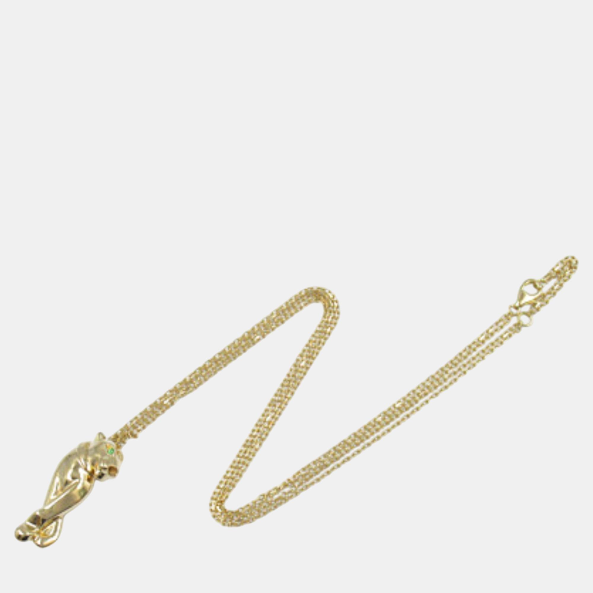 Cartier Panthere Necklace 18k Yellow Gold Green Metal